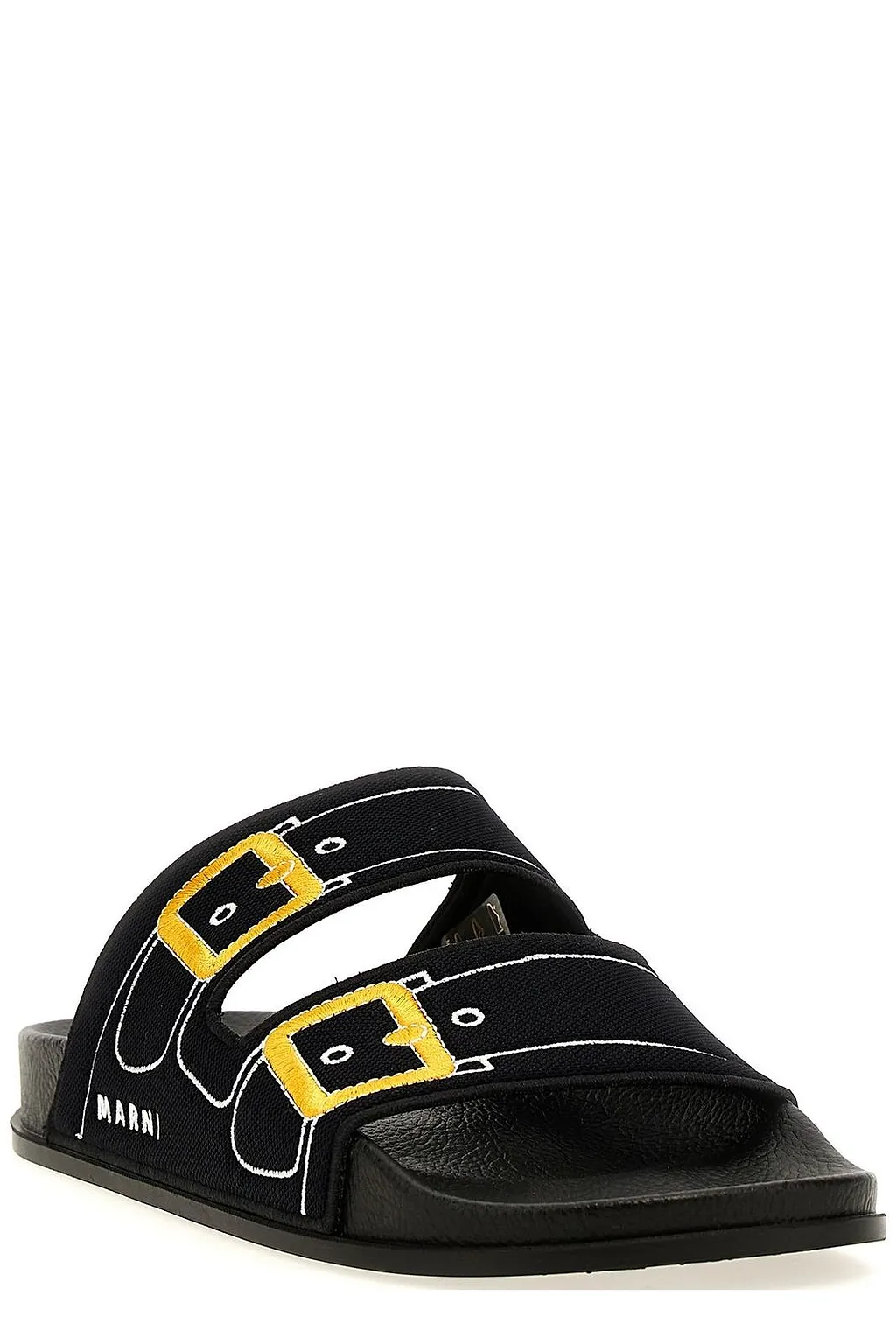Marni Logo Embroidered Slip-On Slides