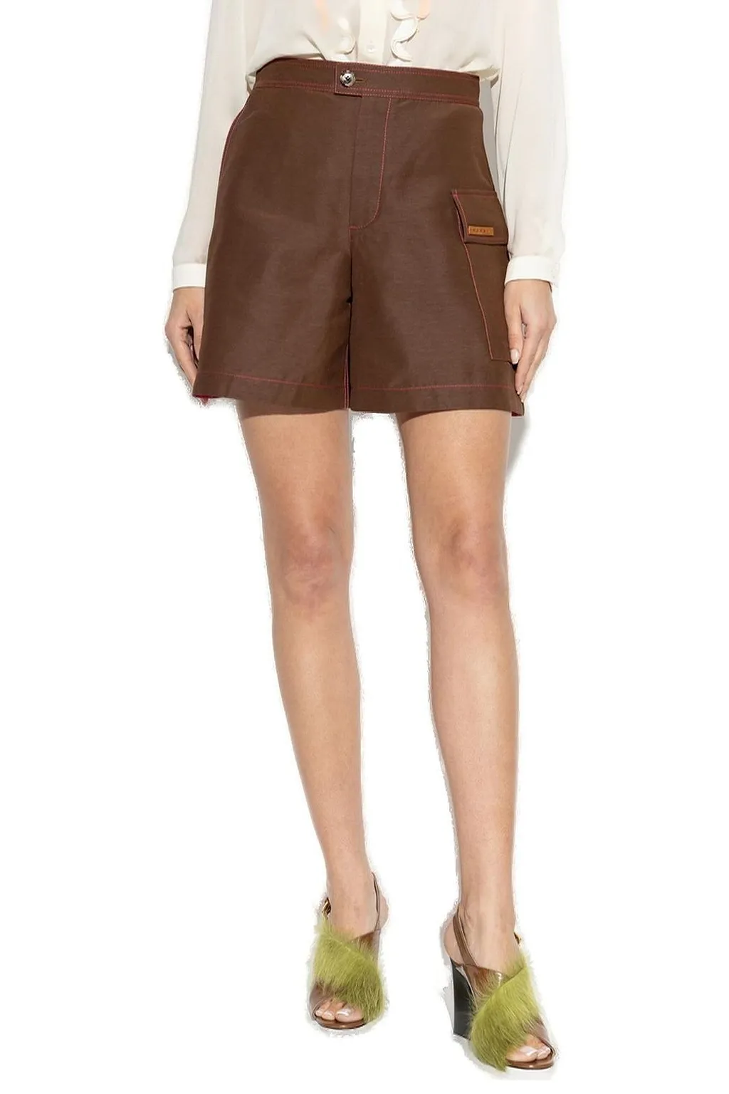 Marni Logo Patch High Waist Shorts
