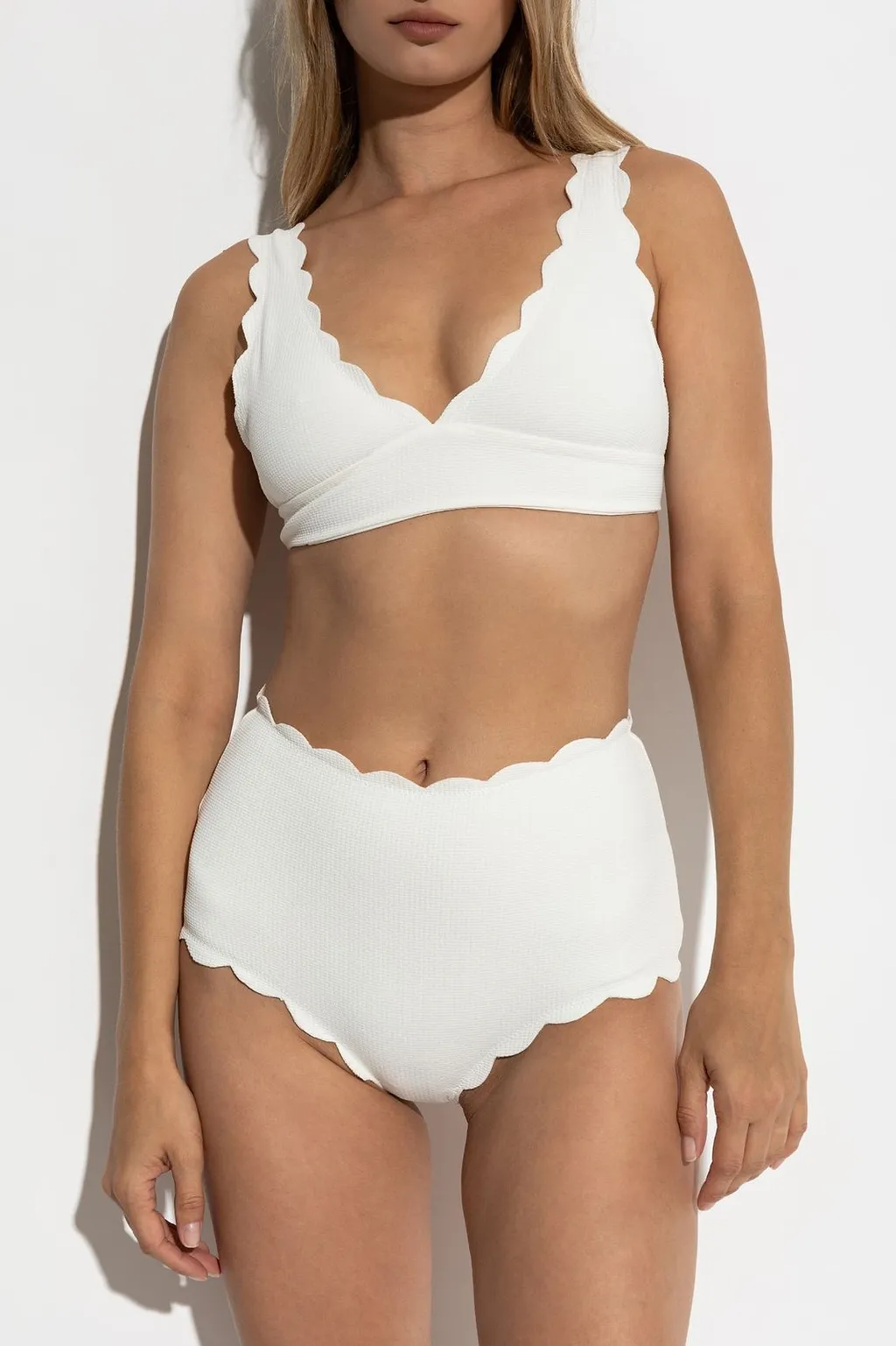 Marysia Scalloped High-Waist Bikini Bottom