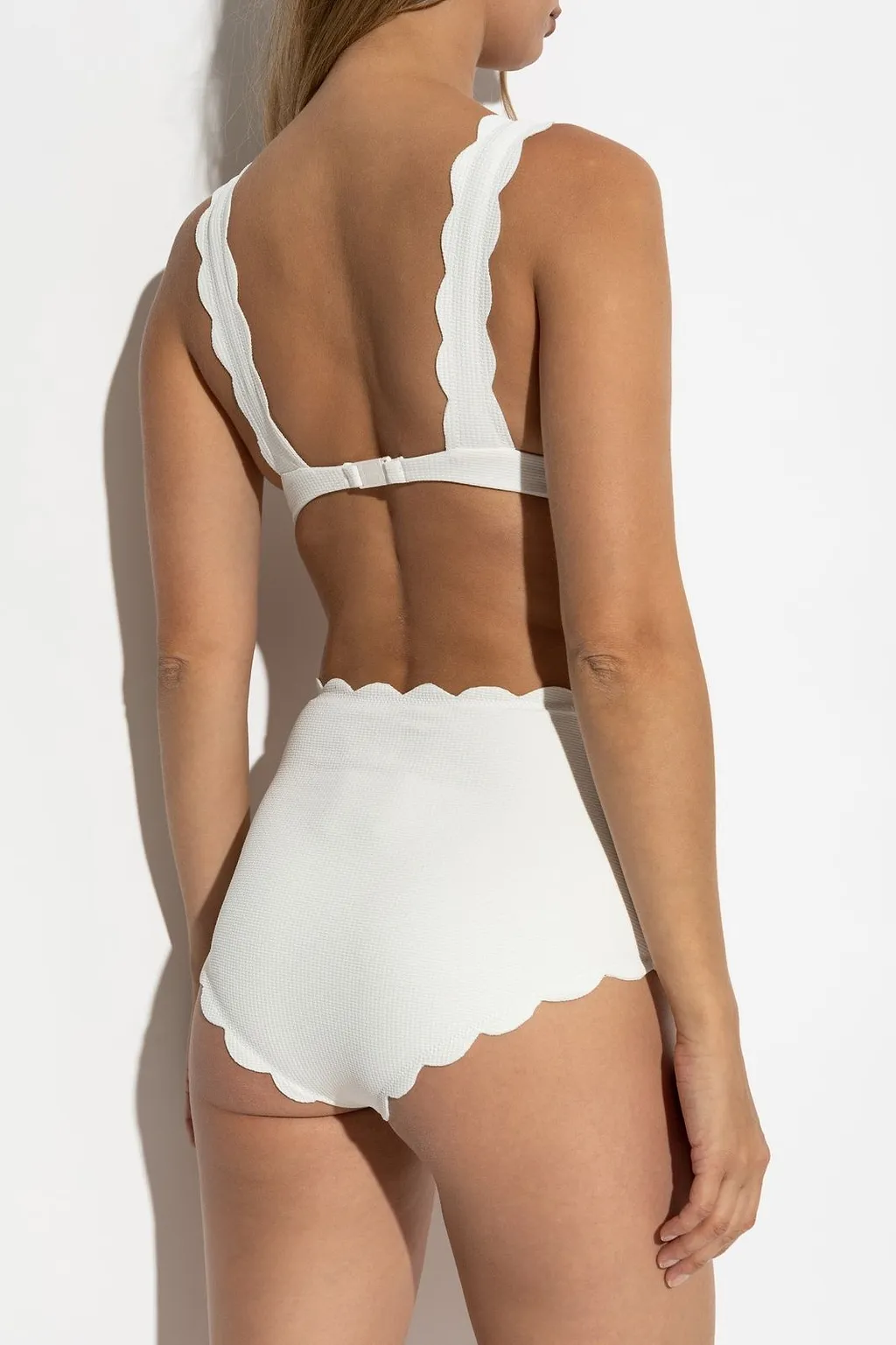 Marysia Scalloped High-Waist Bikini Bottom