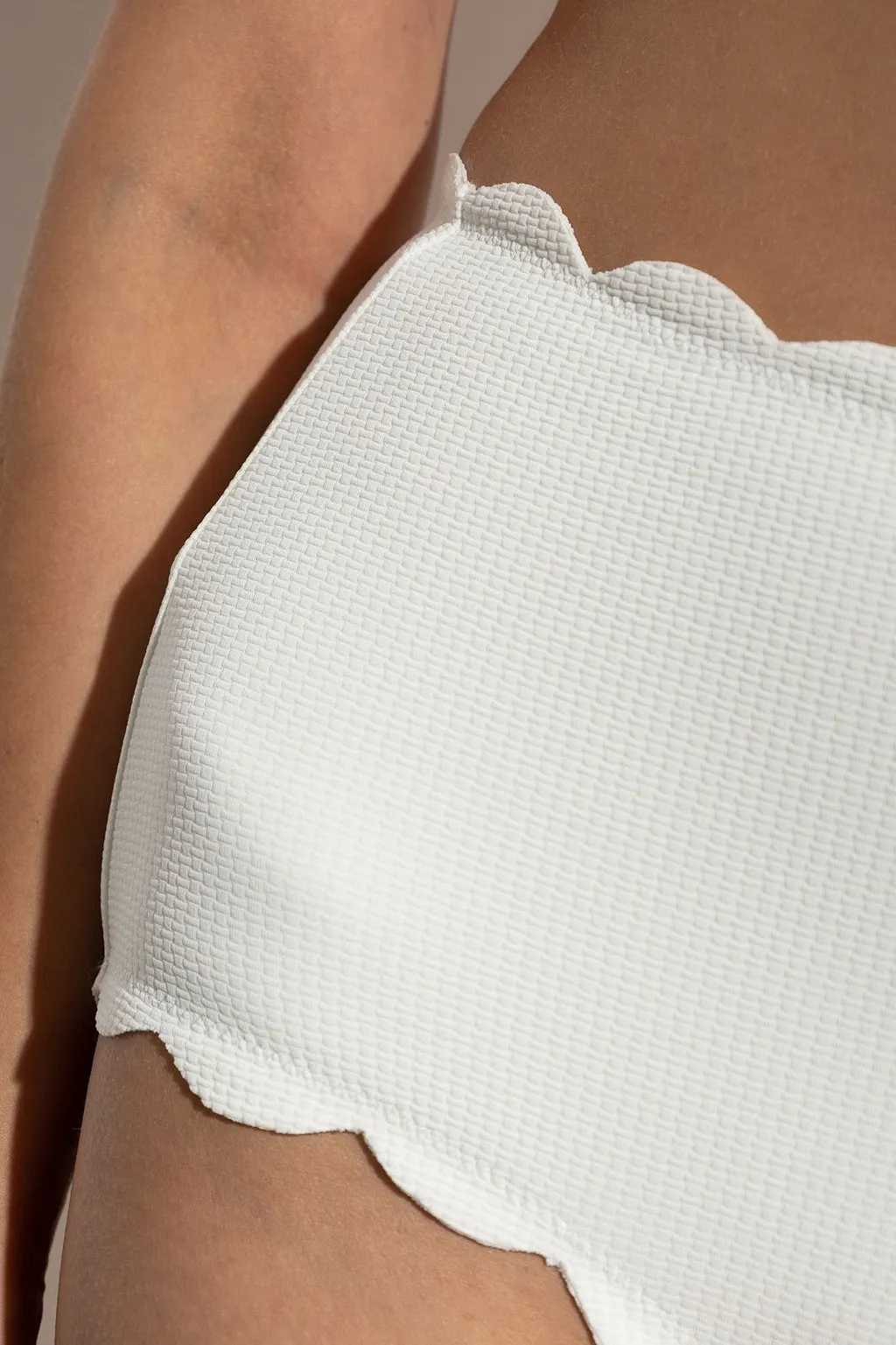 Marysia Scalloped High-Waist Bikini Bottom