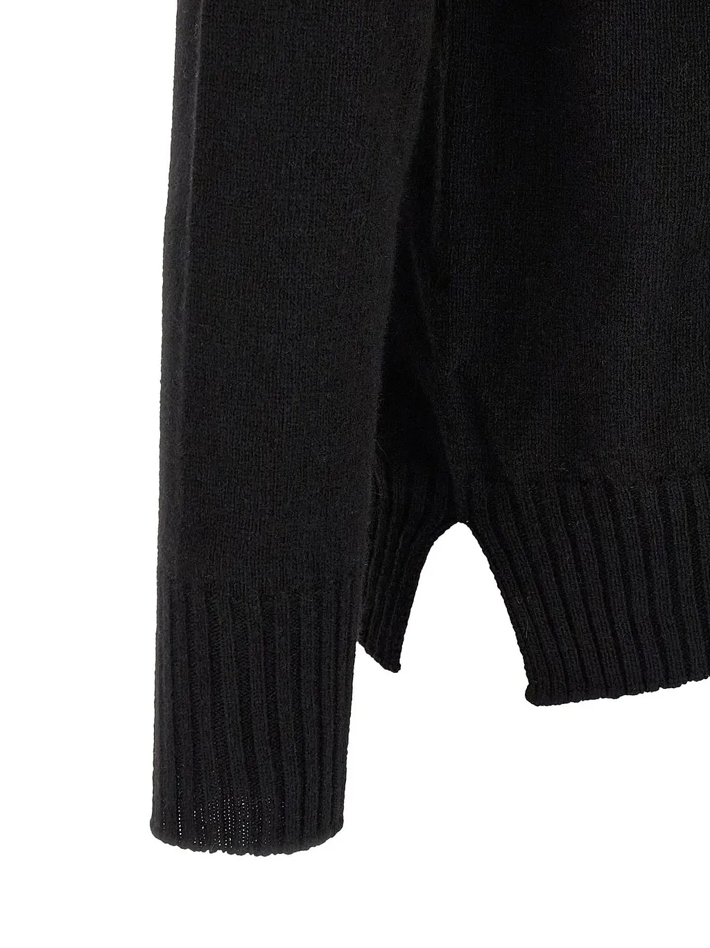 Ribbed Turtleneck Slit Knitted Sweater