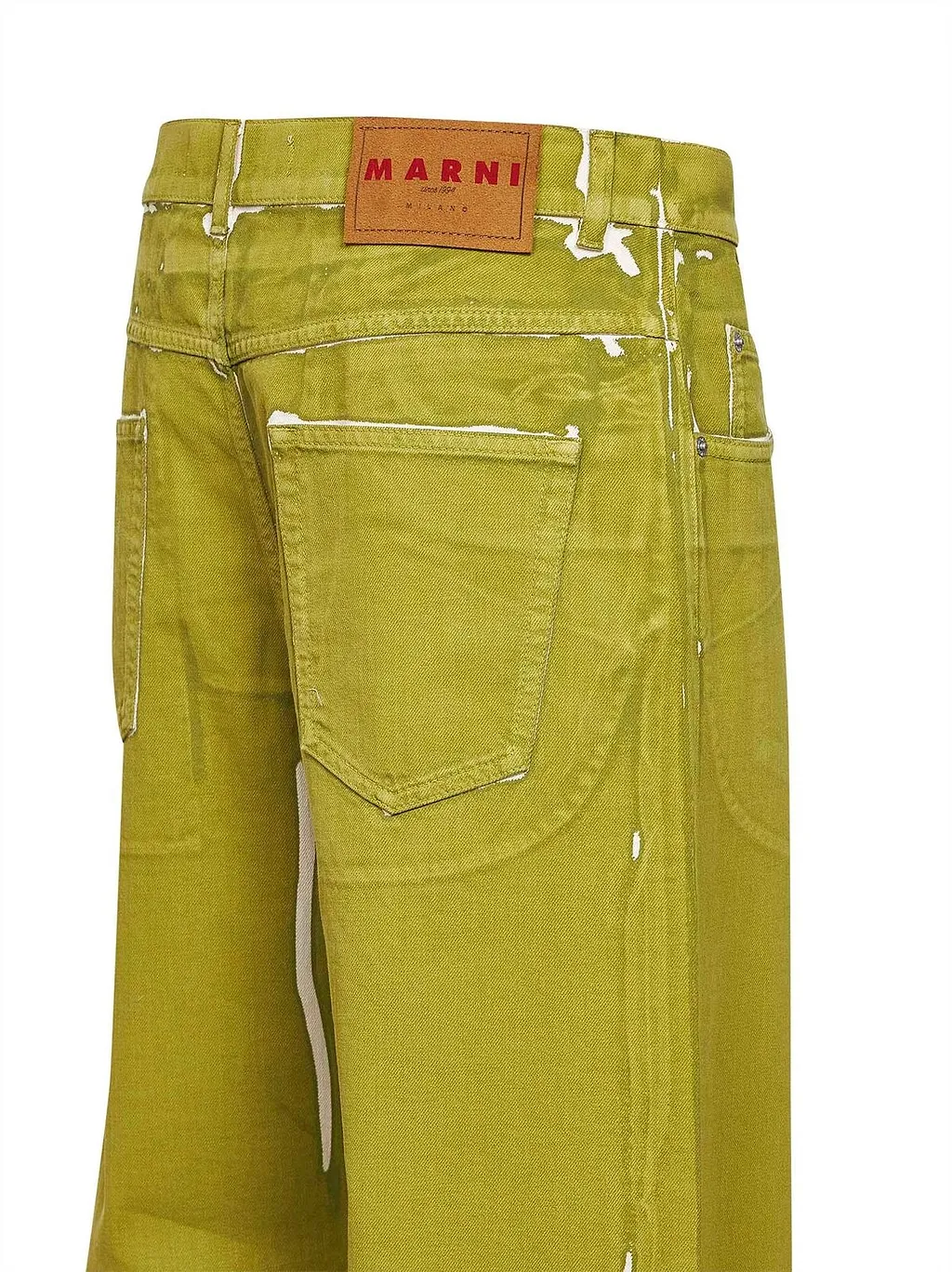 Marni Screen-Printed Denim Wide-Leg Trousers