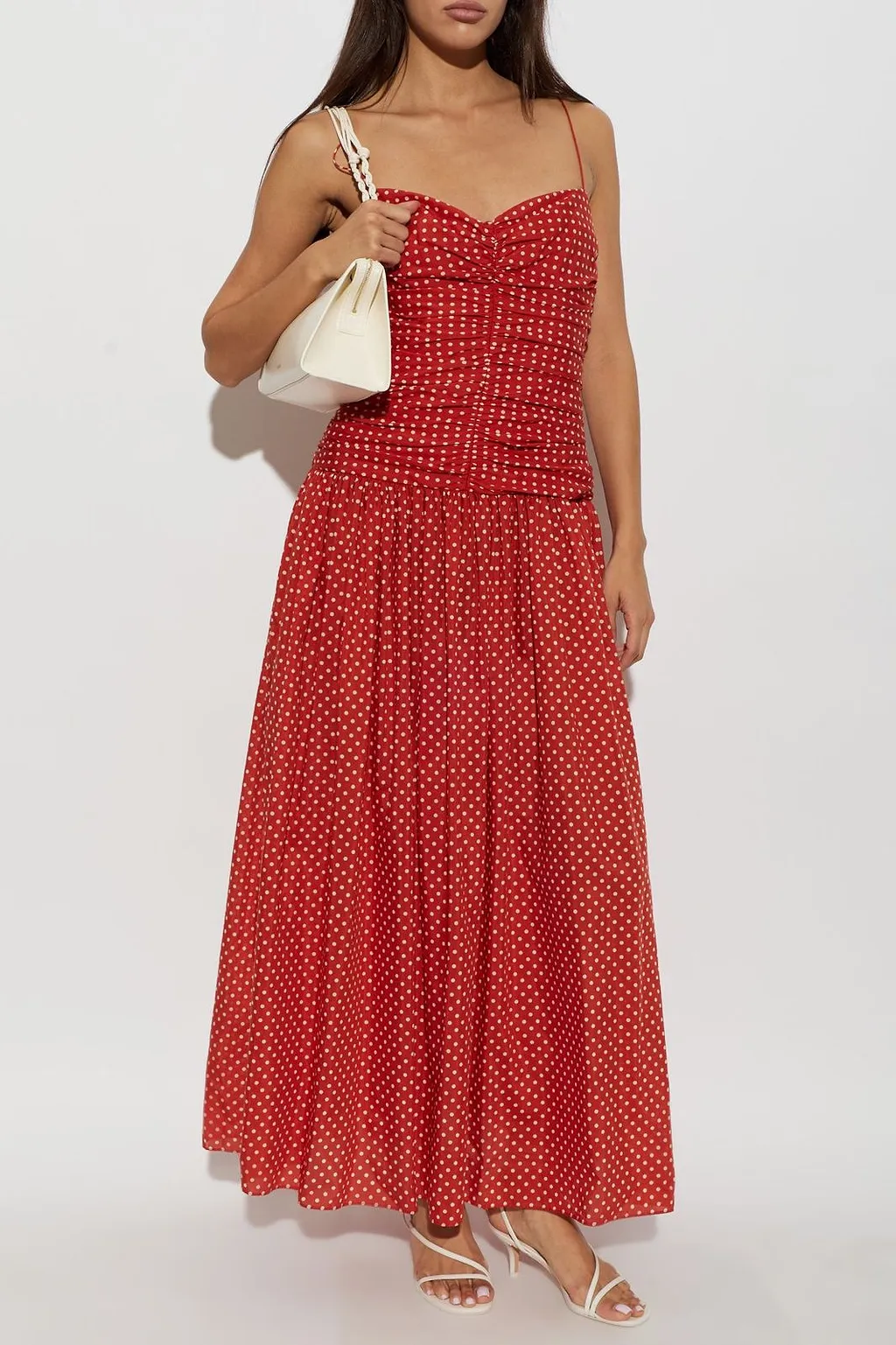 Matteau Ruched Polka-Dot Maxi Dress