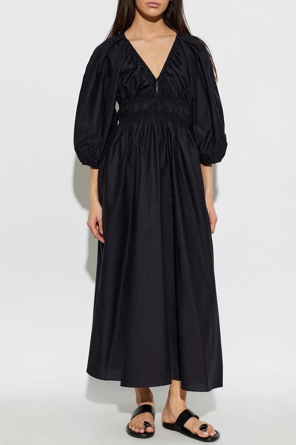 Matteau Shirred Plunge Button Dress