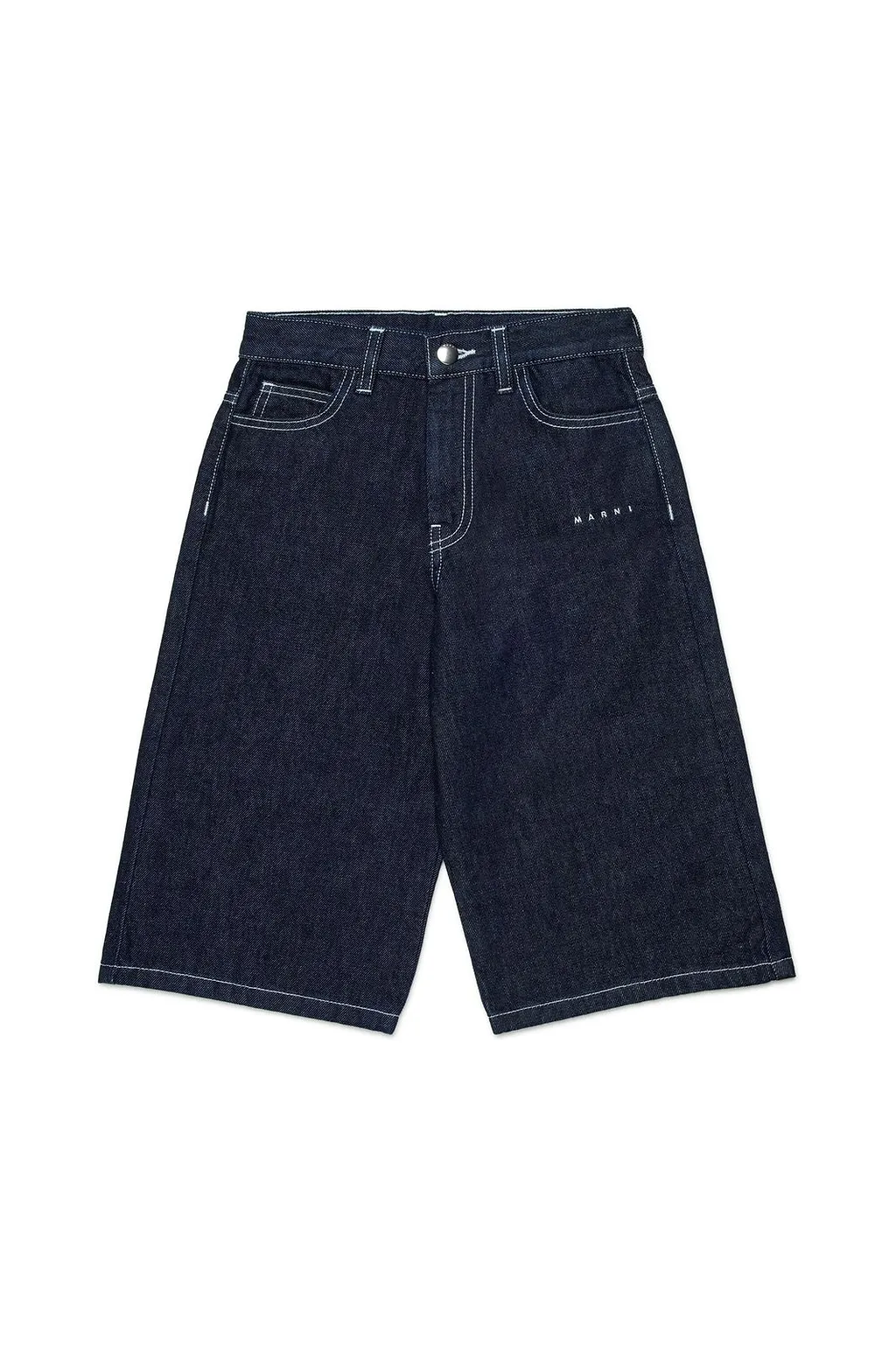 Marni Kids Logo Embroidered Denim Shorts