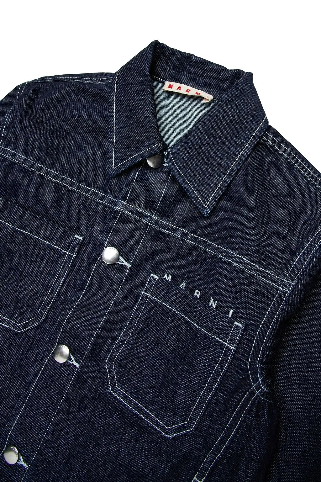 Marni Kids Logo Embroidered Denim Jacket