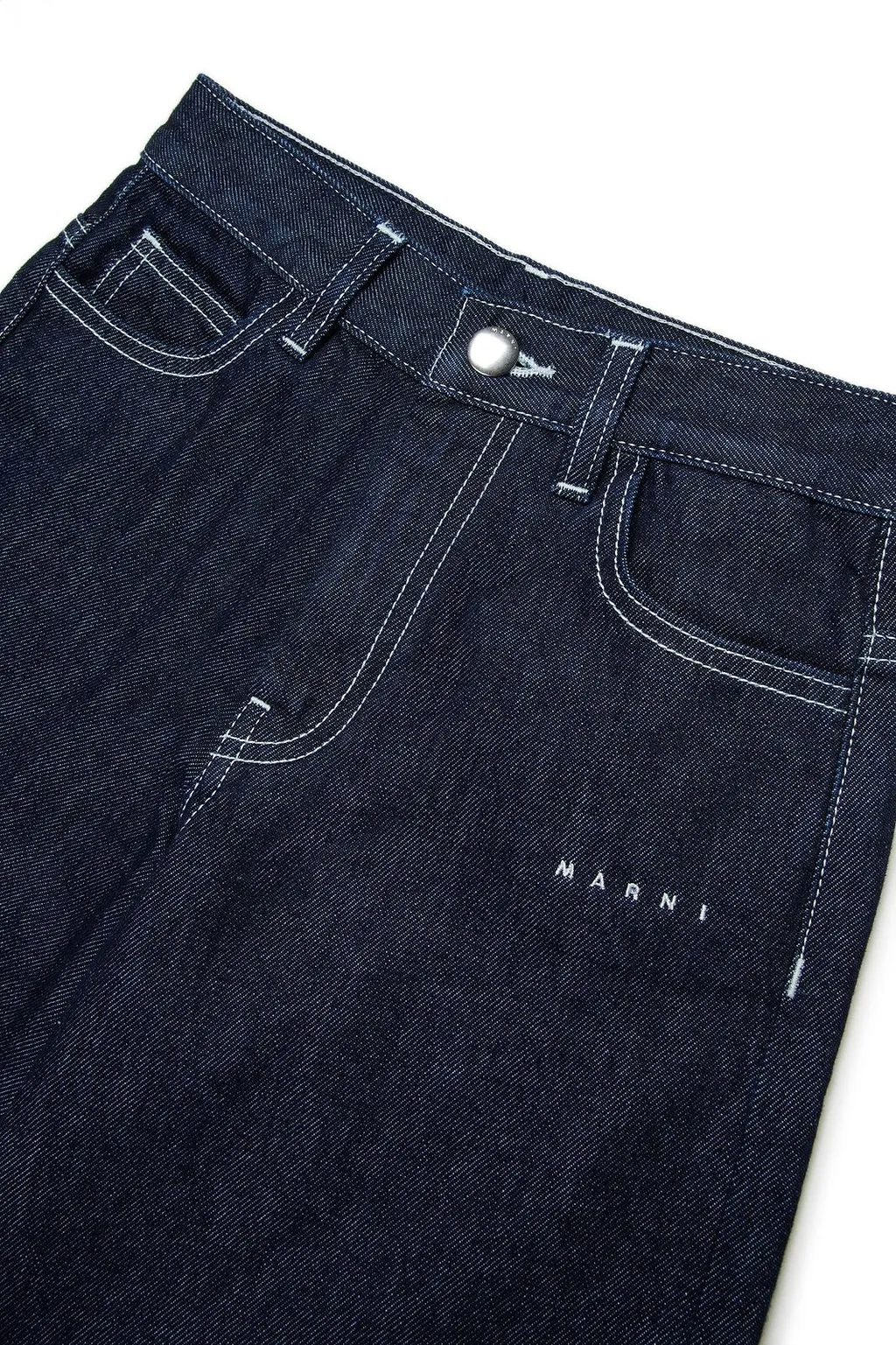 Marni Kids Logo Embroidered Denim Shorts