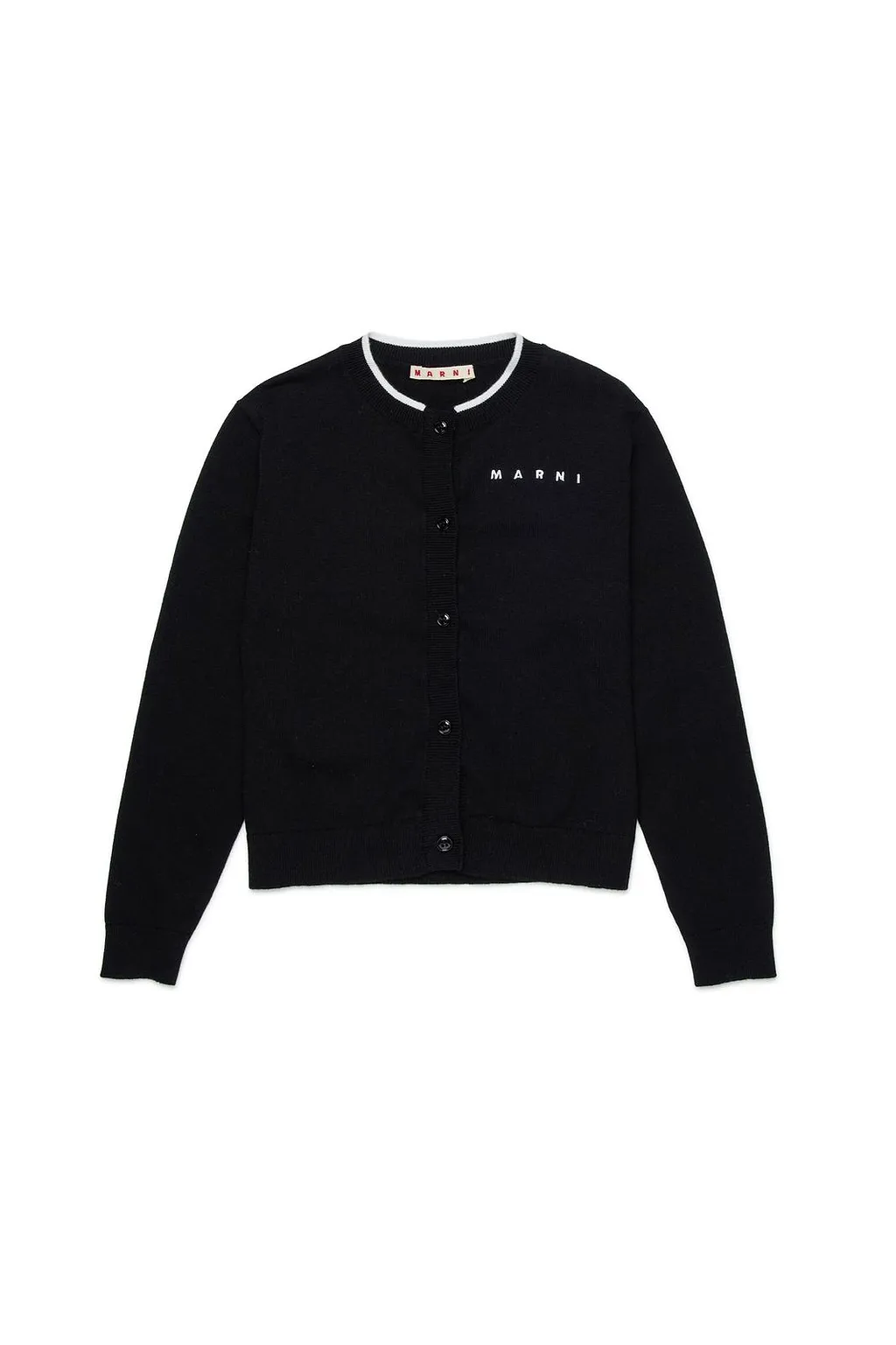Marni Kids Logo Embroidered Knitted Cardigan