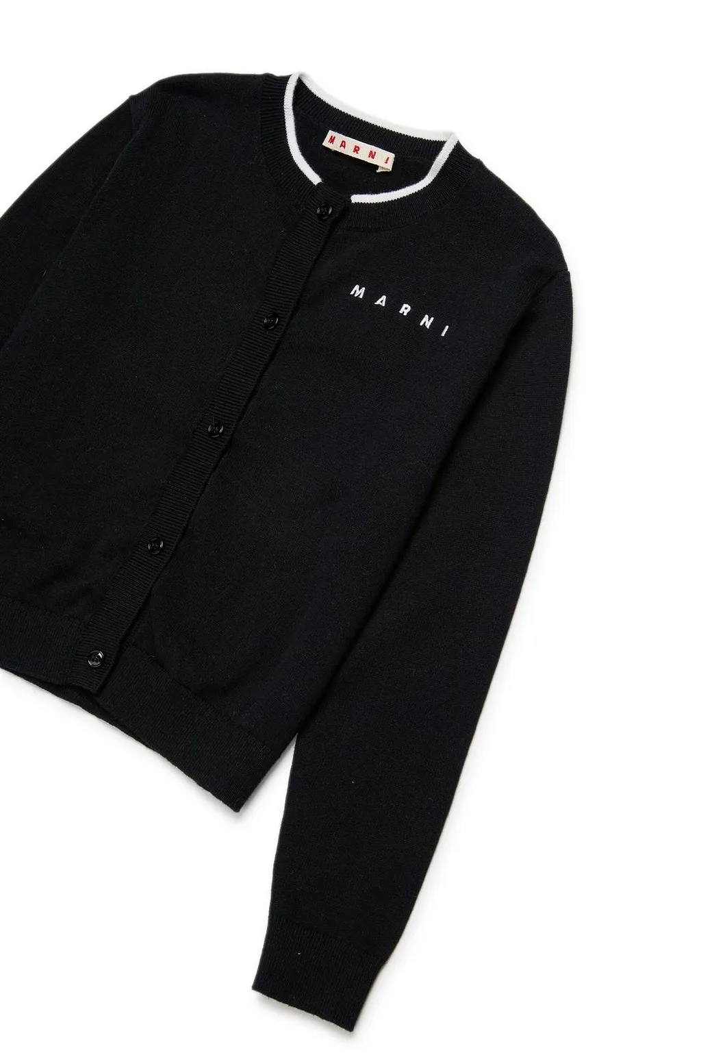 Marni Kids Logo Embroidered Knitted Cardigan
