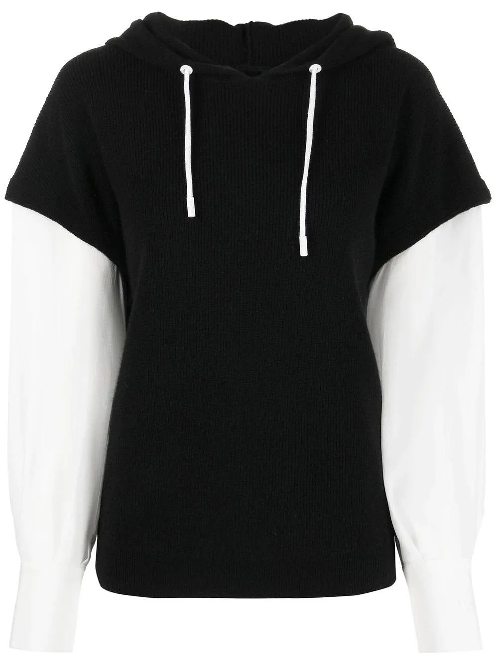 Max & Moi Two-Tone Drawstring Knitted Hoodie
