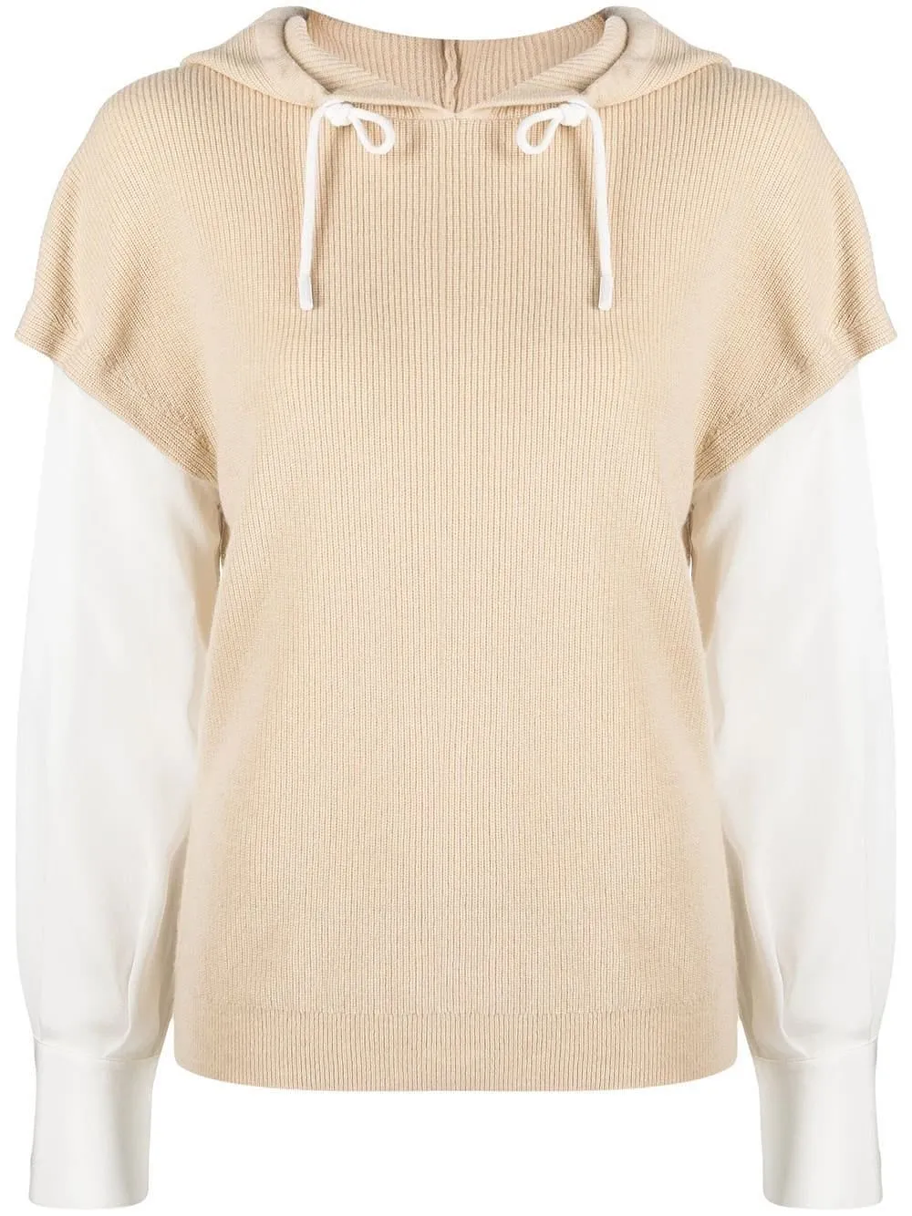 Max & Moi Two-Tone Drawstring Knitted Hoodie