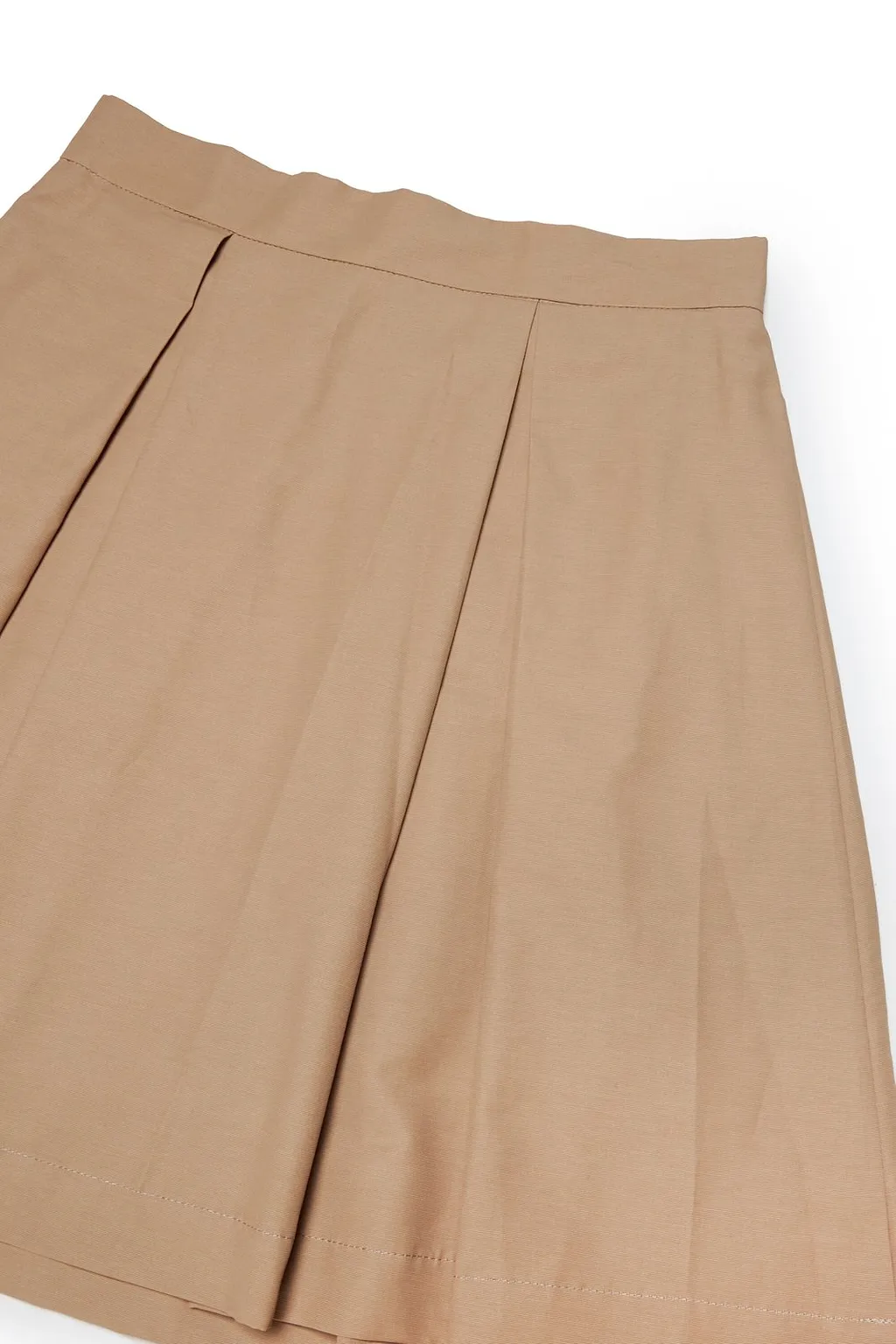 Pleated High-Waist Knee-Length Skirt