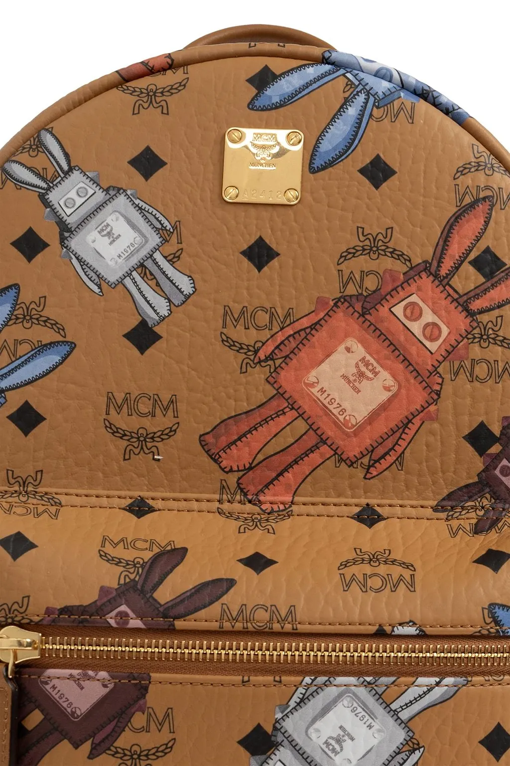 Mcm All-Over Printed Zip-Up Backpack