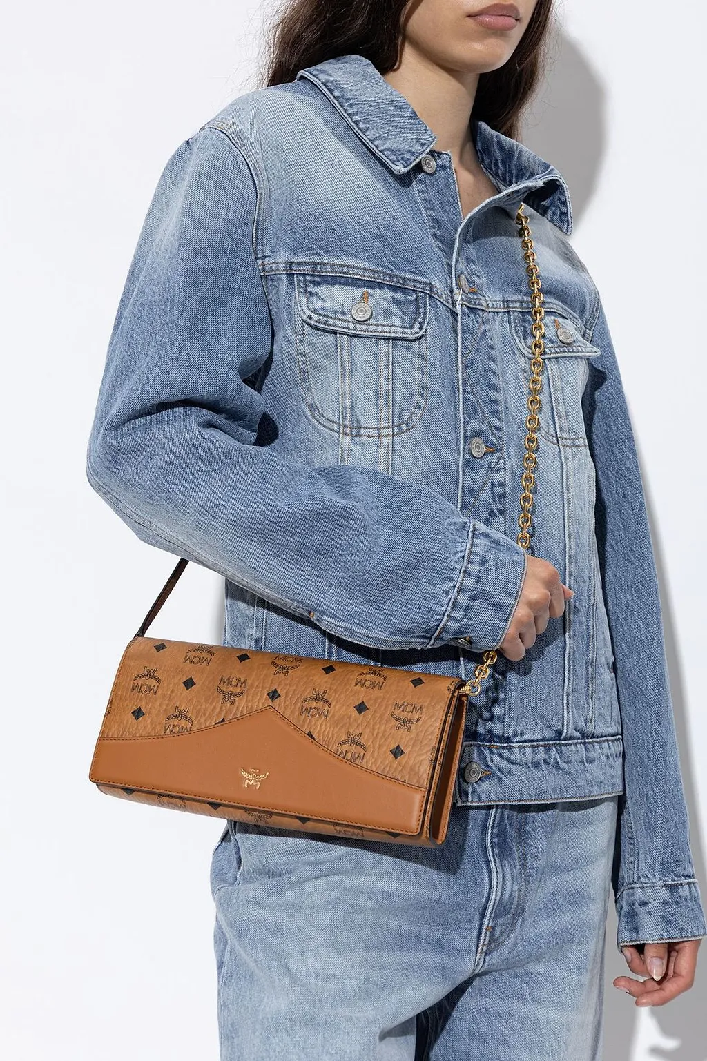 Mcm Diamond Chain Clutch Bag