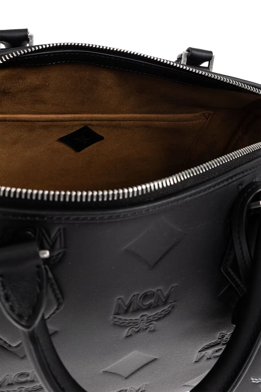 Mcm Embossed Top Handle Tote Bag