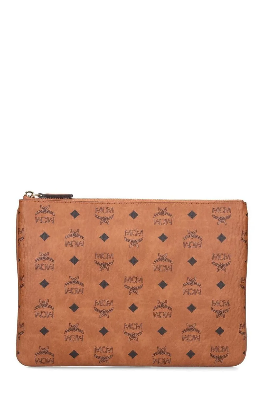 Mcm Logo Patterned Zipped Clutch Bag