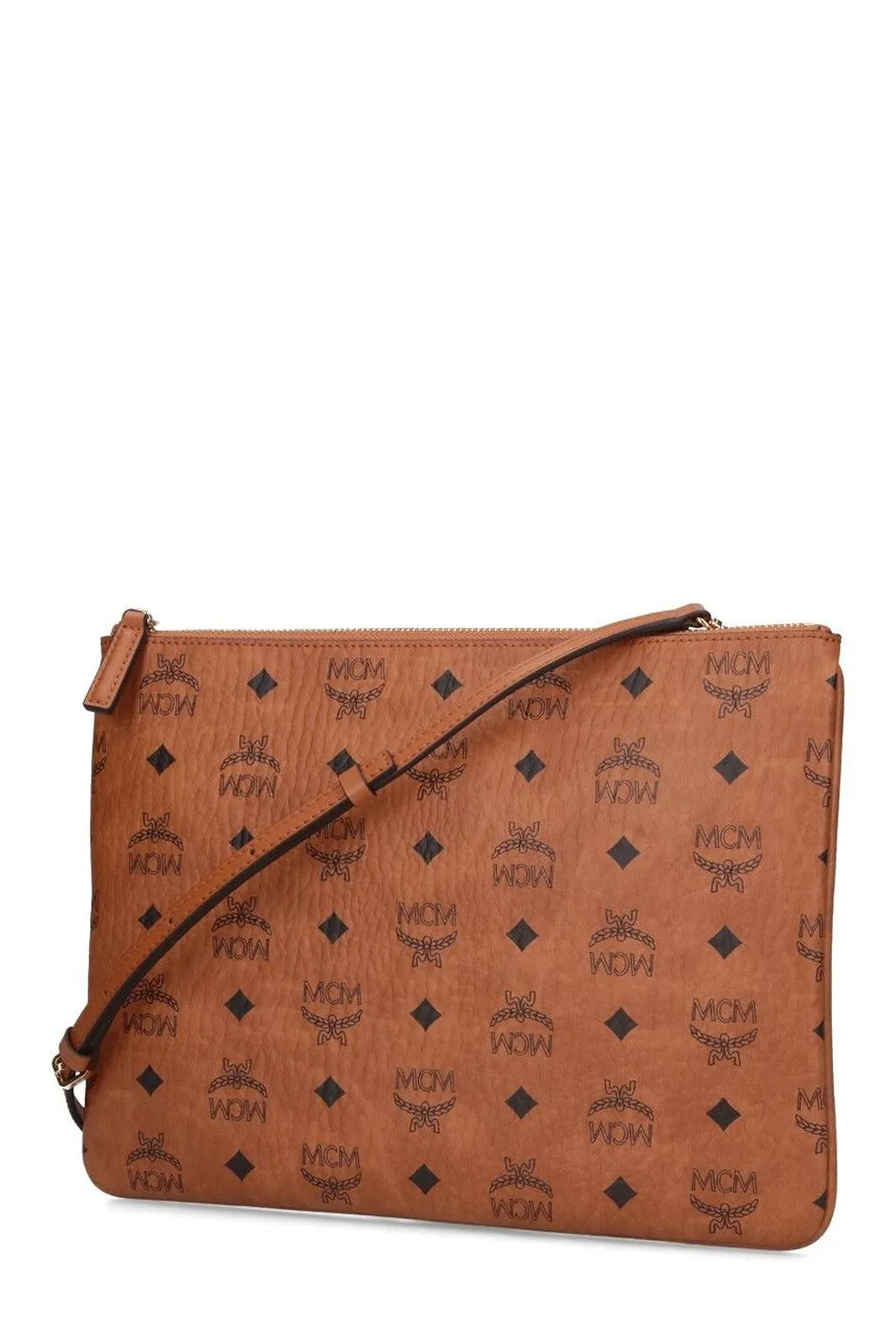 Mcm Logo Patterned Zipped Clutch Bag