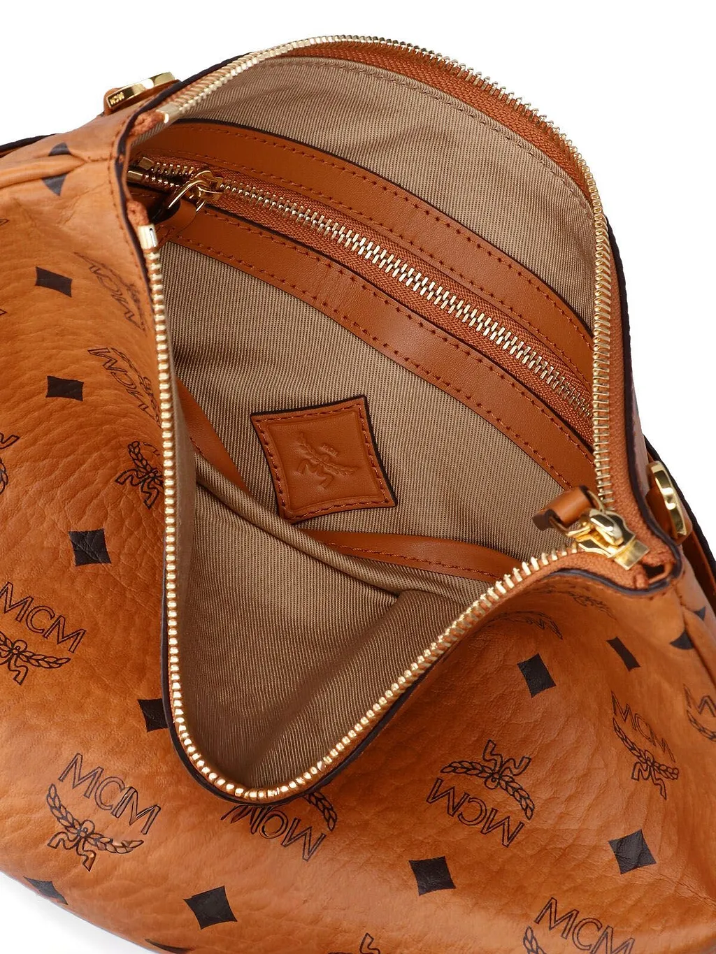 Mcm Logo Patterned Zipped Clutch Bag