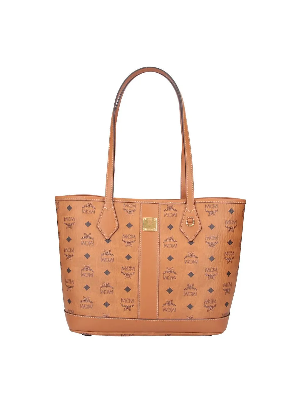 Mcm Logo Plaque Monogram Tote Bag
