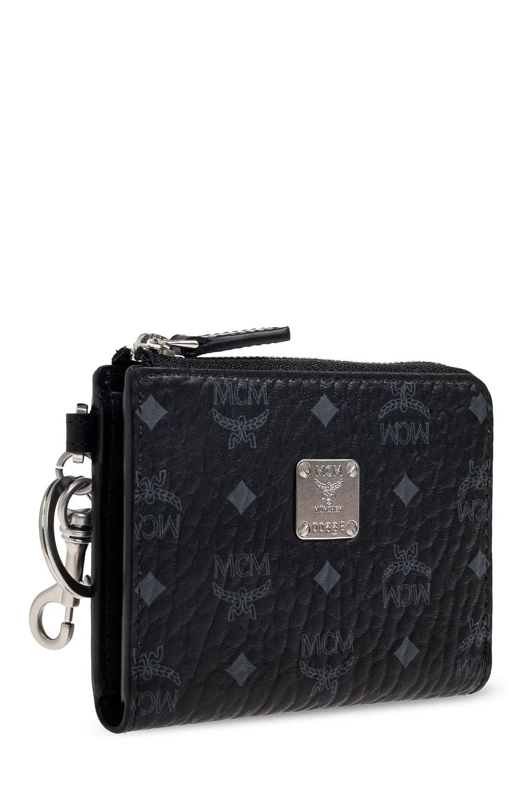 Mcm Logo Printed Keychain Detailed Wallet