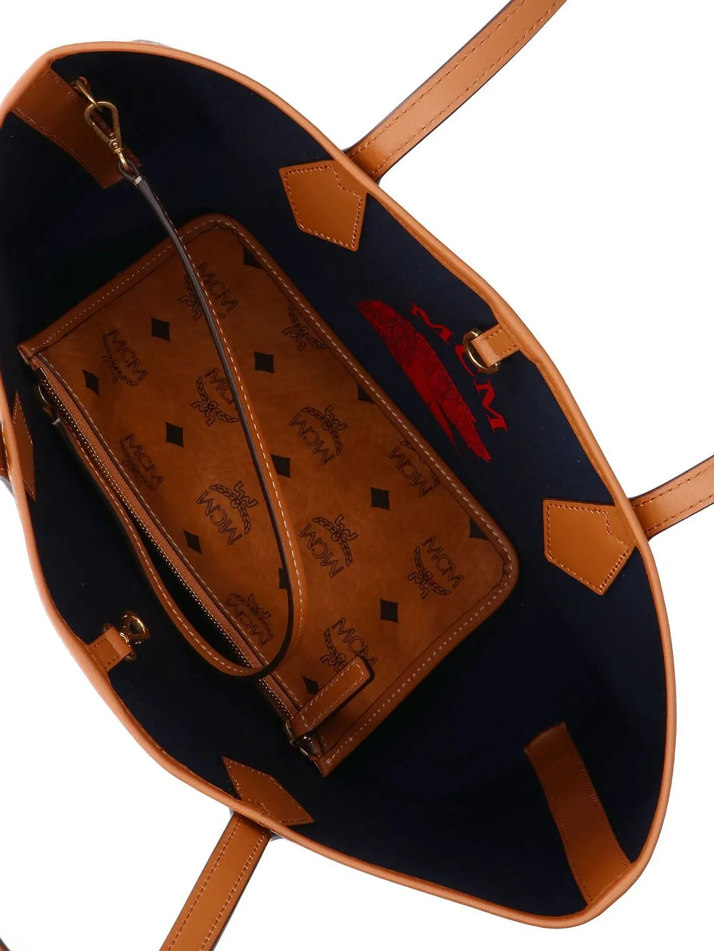 Mcm Logo Plaque Monogram Tote Bag