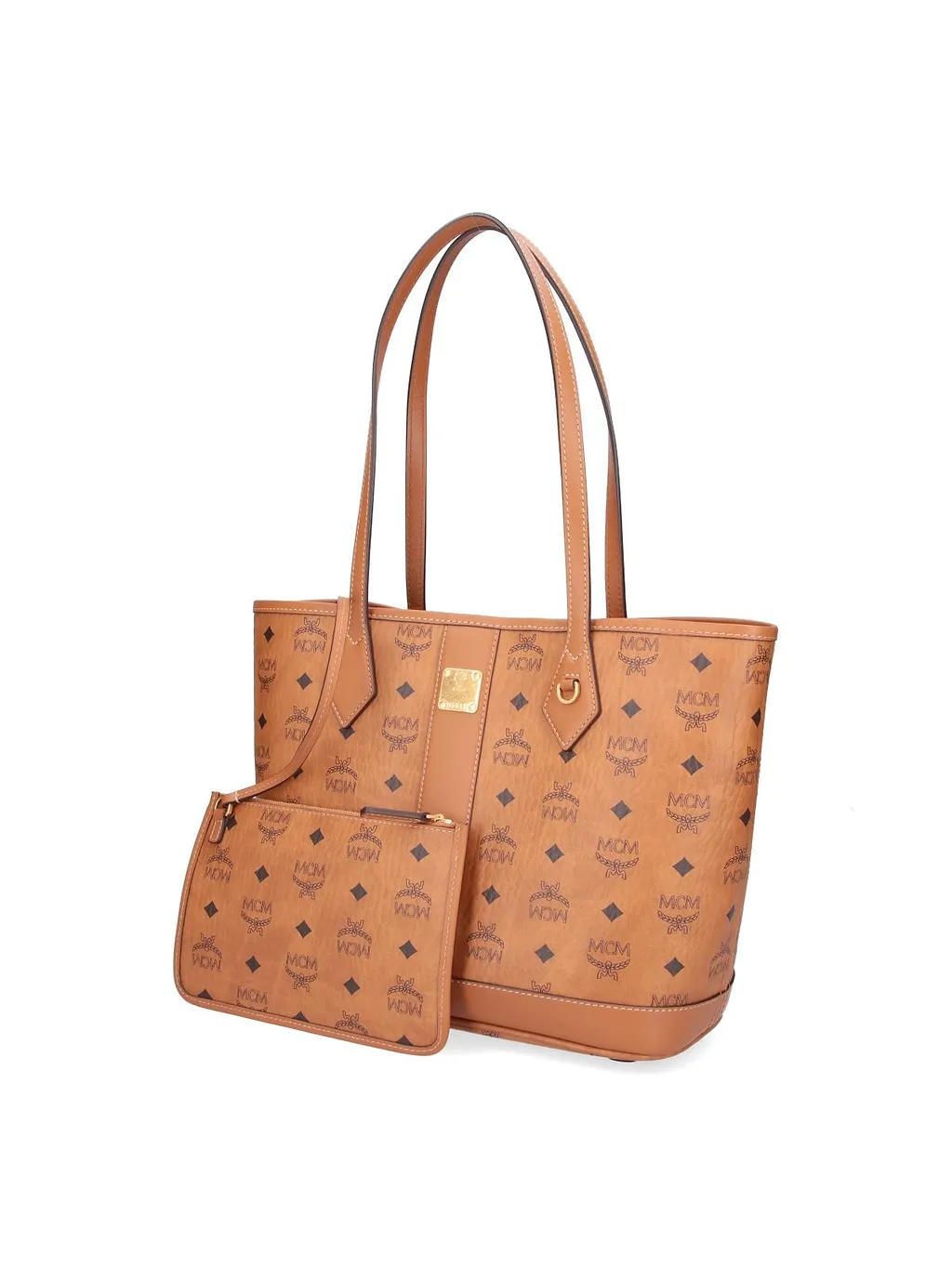 Mcm Logo Plaque Monogram Tote Bag
