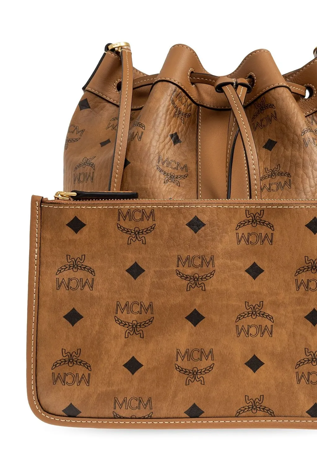 Mcm Monogram Drawstring Bucket Bag
