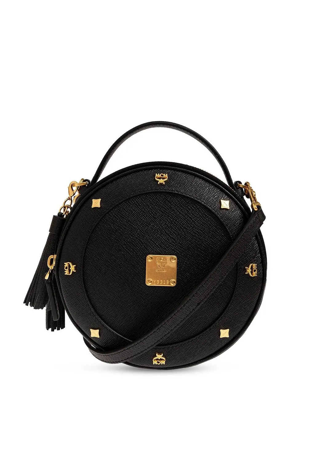 Mcm Pina Studded Round Shoulder Bag