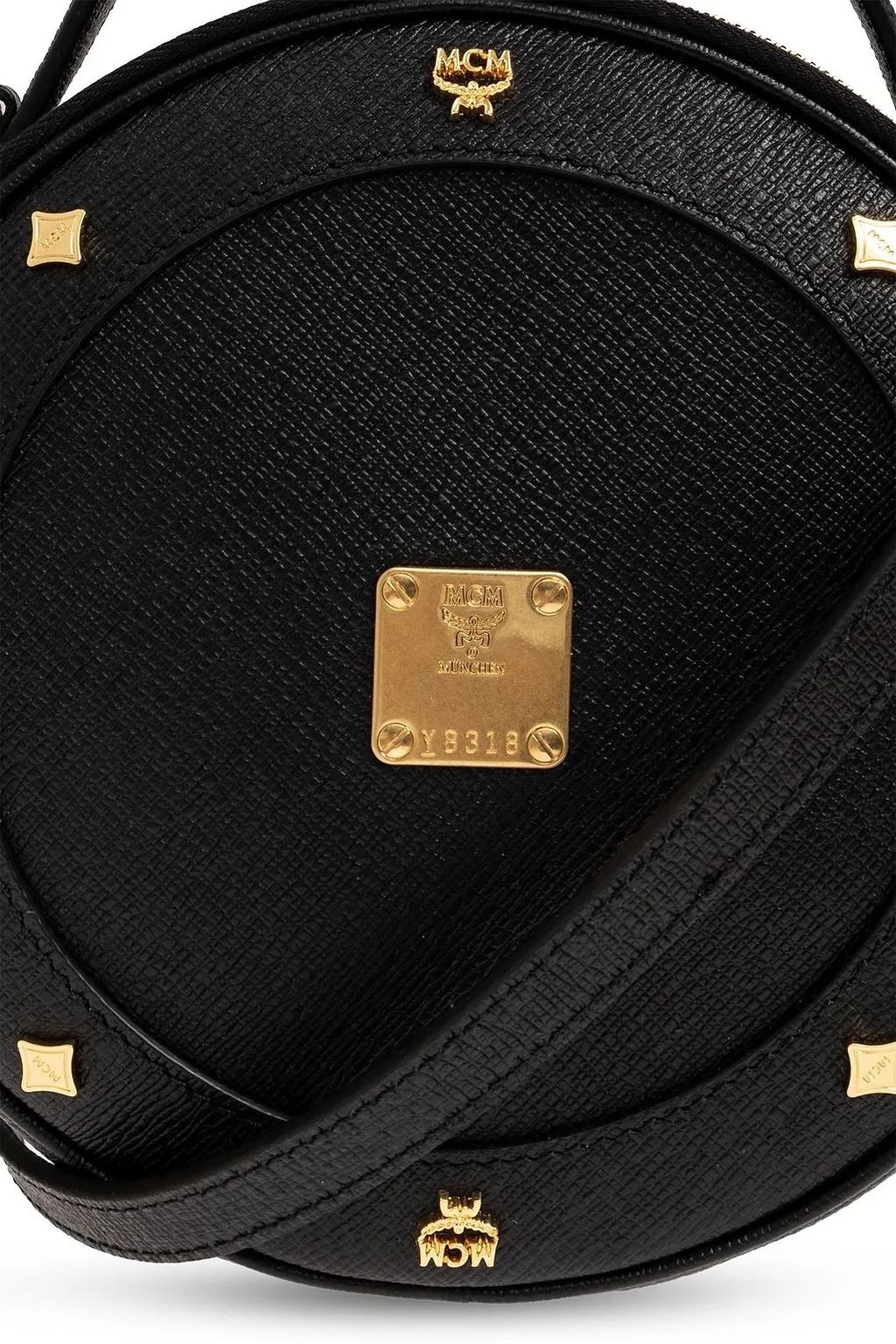Mcm Pina Studded Round Shoulder Bag