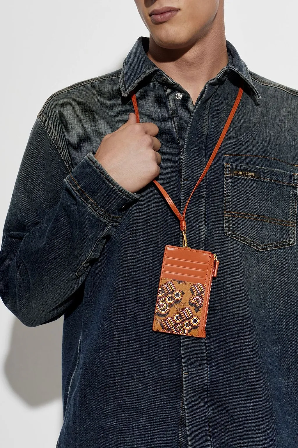 Mcm Printed Zip Card Holder Wallet