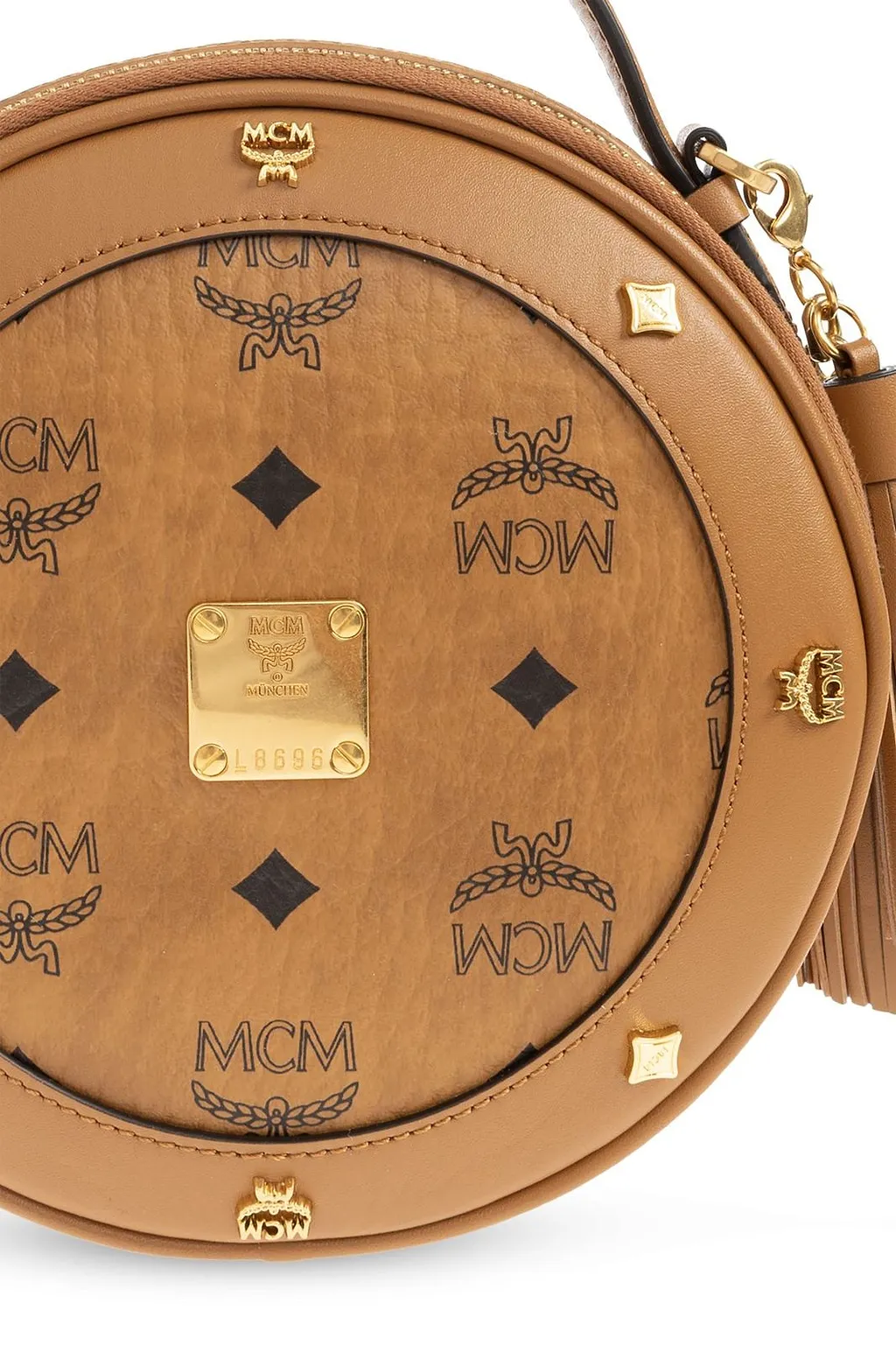 Mcm Visetos Round Shoulder Bag