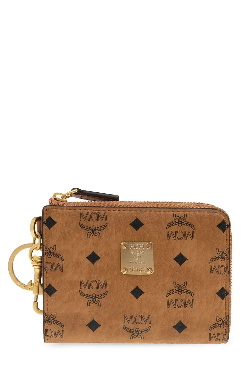 Mcm Logo Printed Keychain Detailed Wallet
