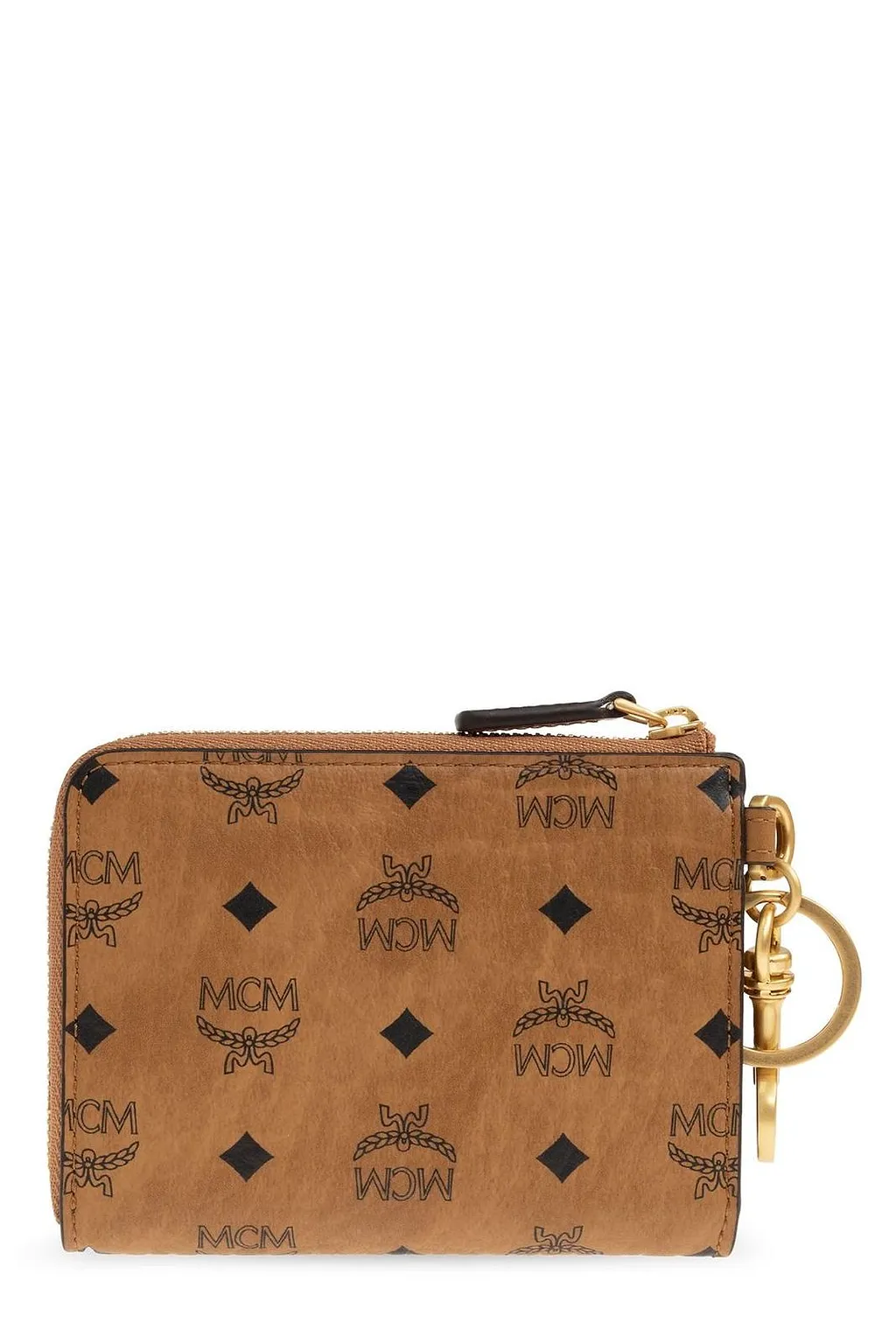Mcm Logo Printed Keychain Detailed Wallet