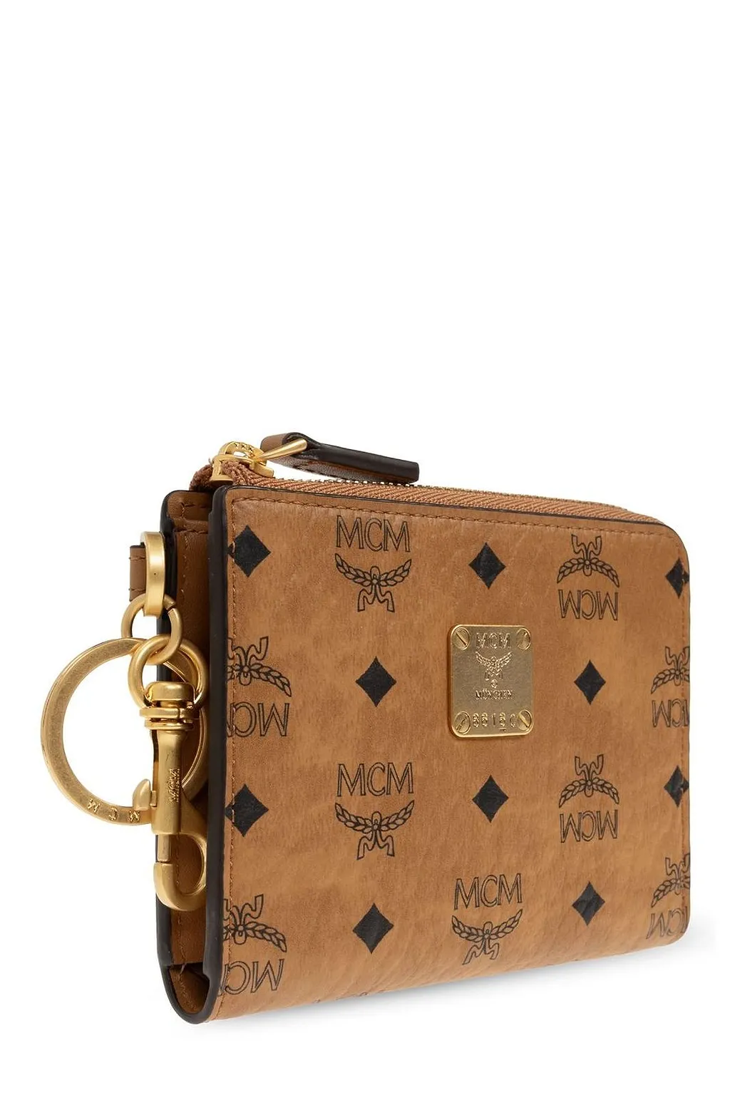 Mcm Logo Printed Keychain Detailed Wallet