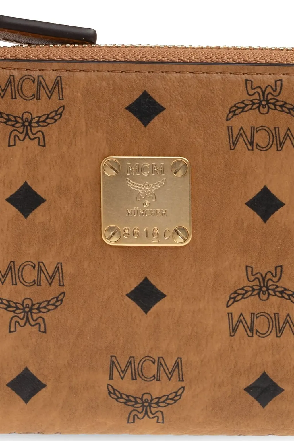 Mcm Logo Printed Keychain Detailed Wallet