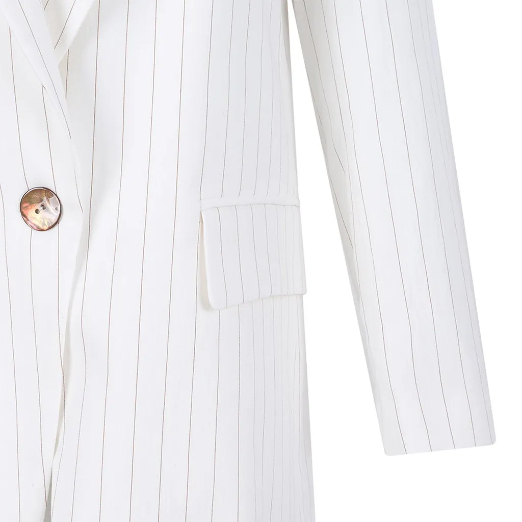 Pinstriped Single-Breasted Blazer