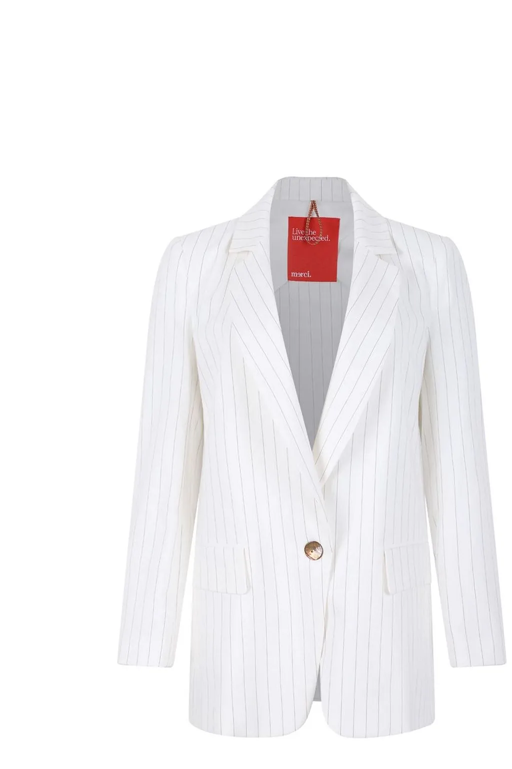 Pinstriped Single-Breasted Blazer
