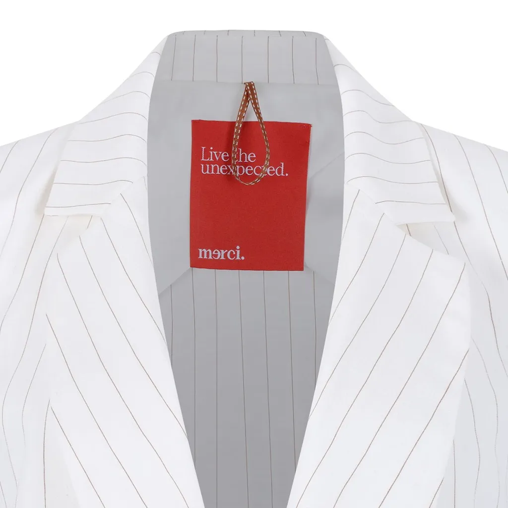 Pinstriped Single-Breasted Blazer