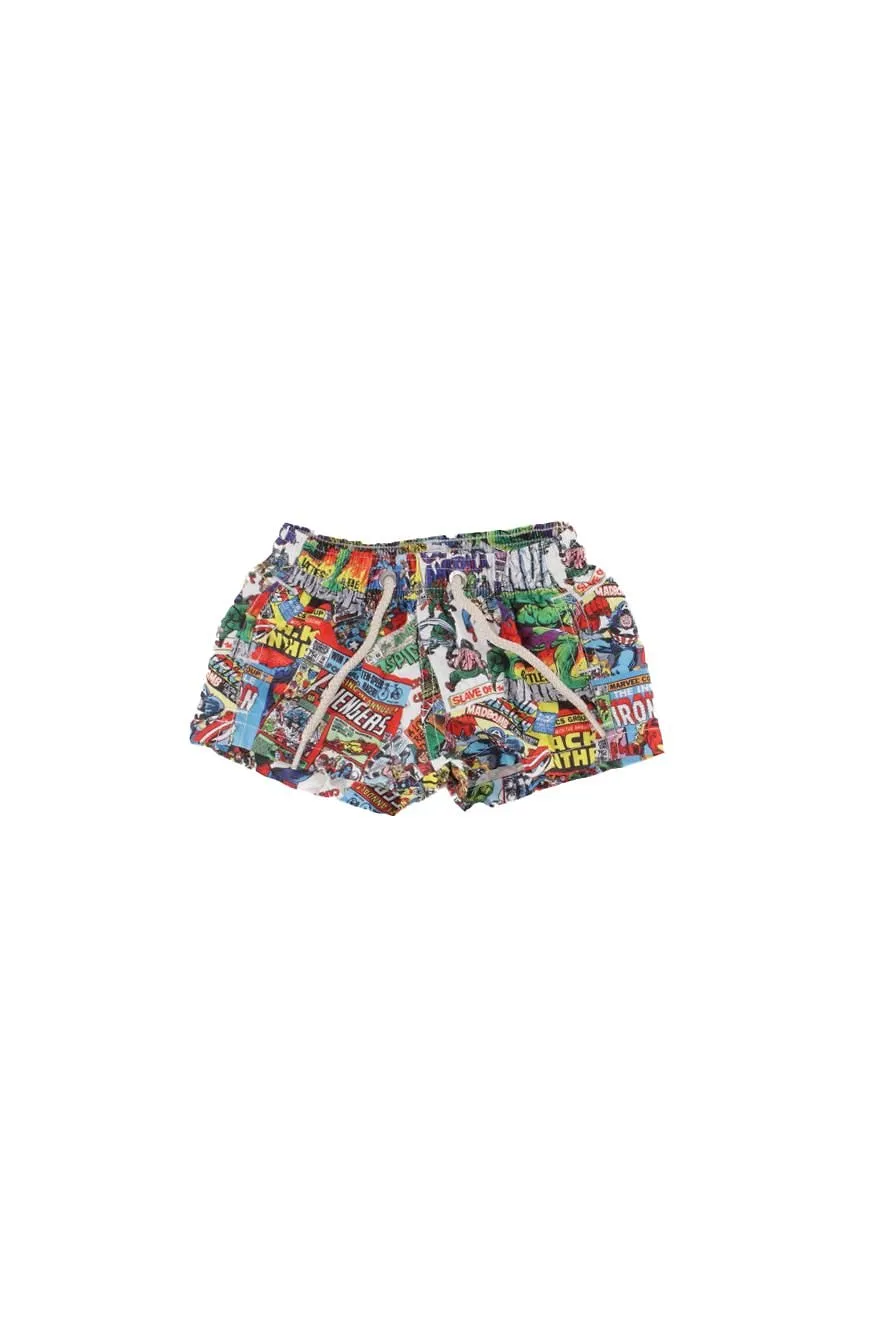 Graphic Printed Drawstring Swim Shorts