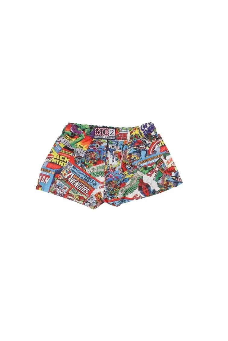 Graphic Printed Drawstring Swim Shorts