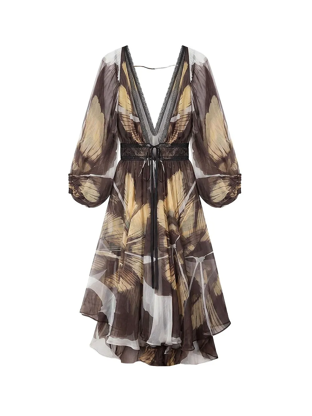 Mes Demoiselles Printed Lace-Trim Dress