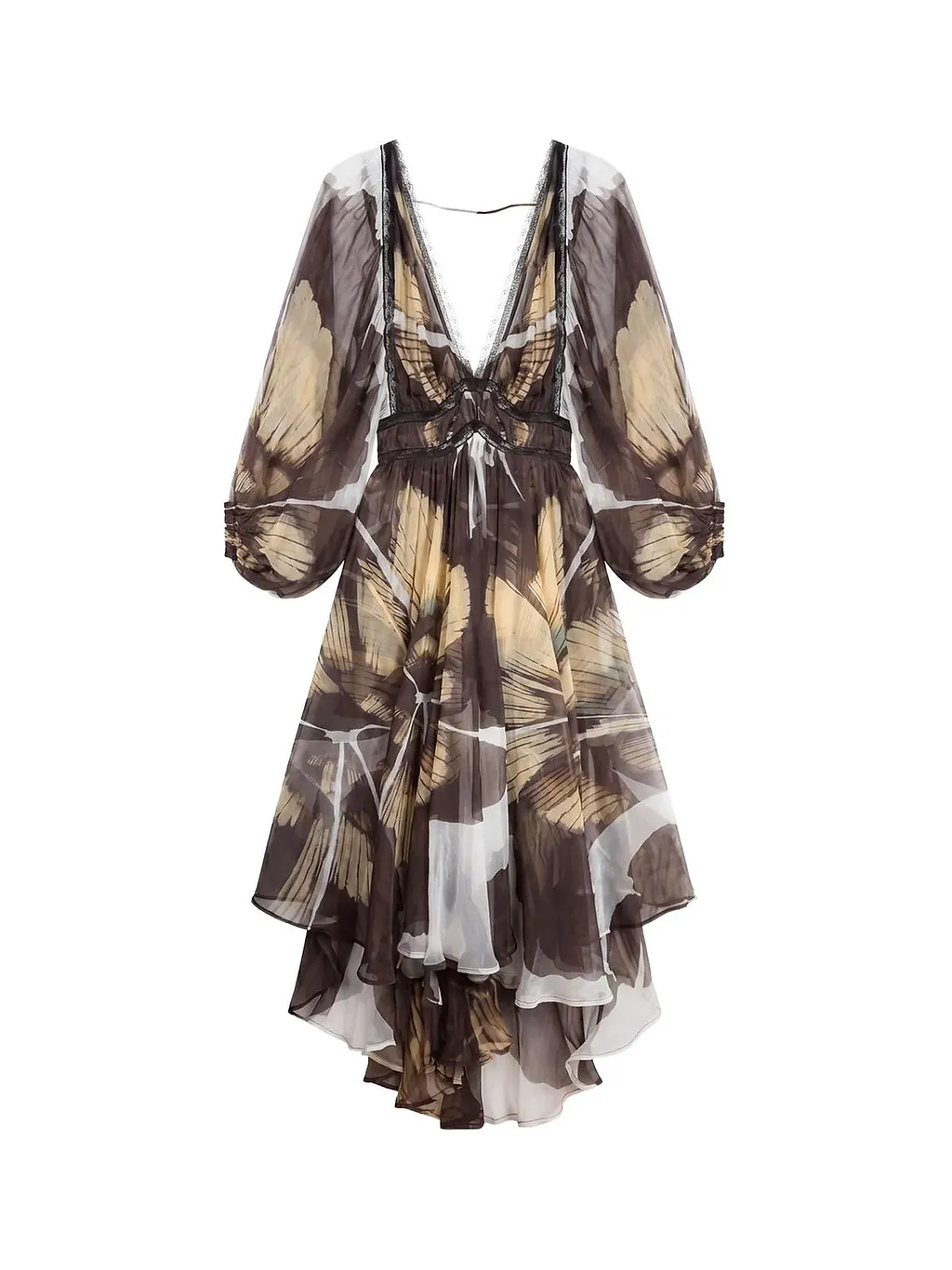 Mes Demoiselles Printed Lace-Trim Dress