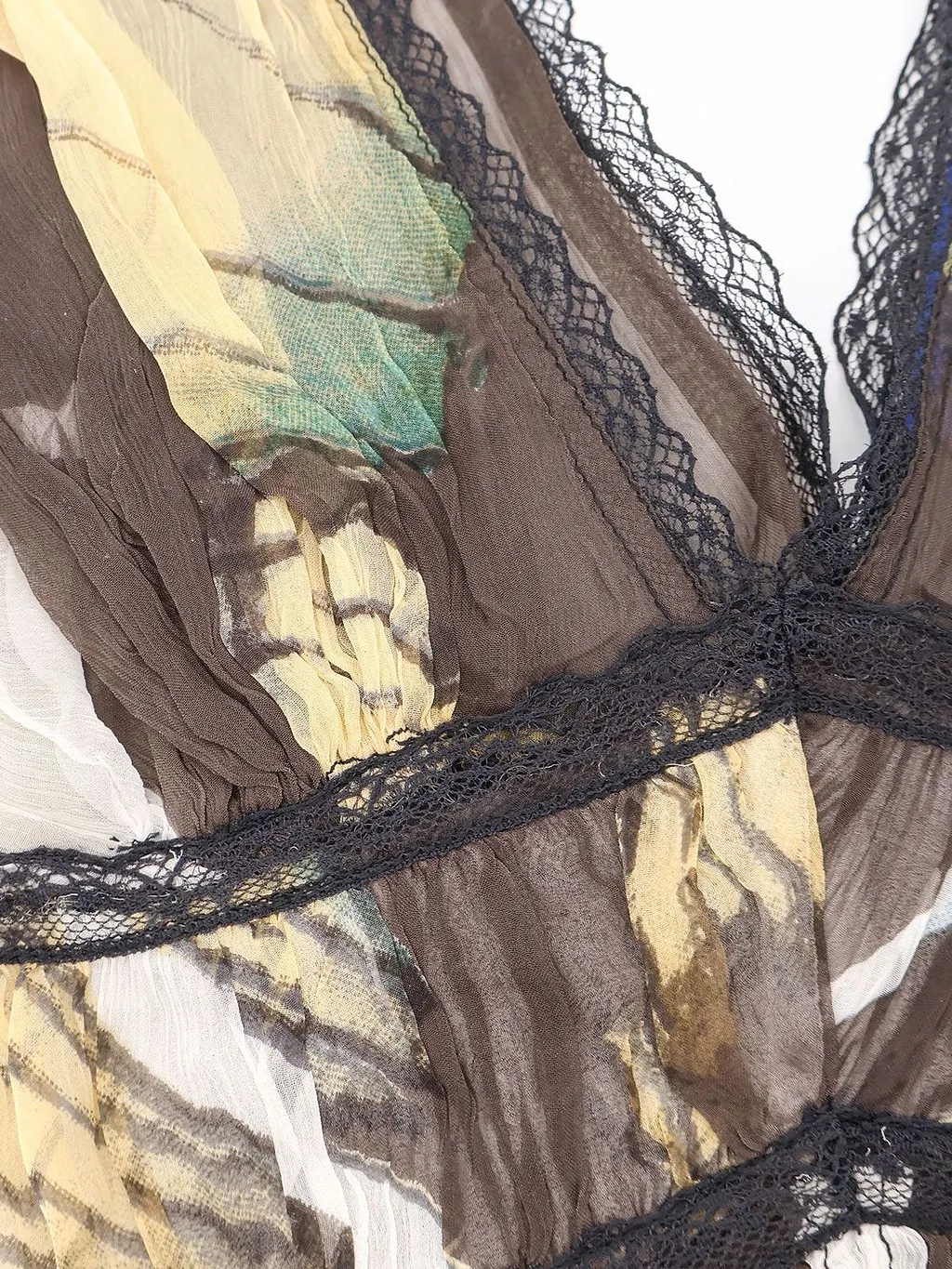 Mes Demoiselles Printed Lace-Trim Dress
