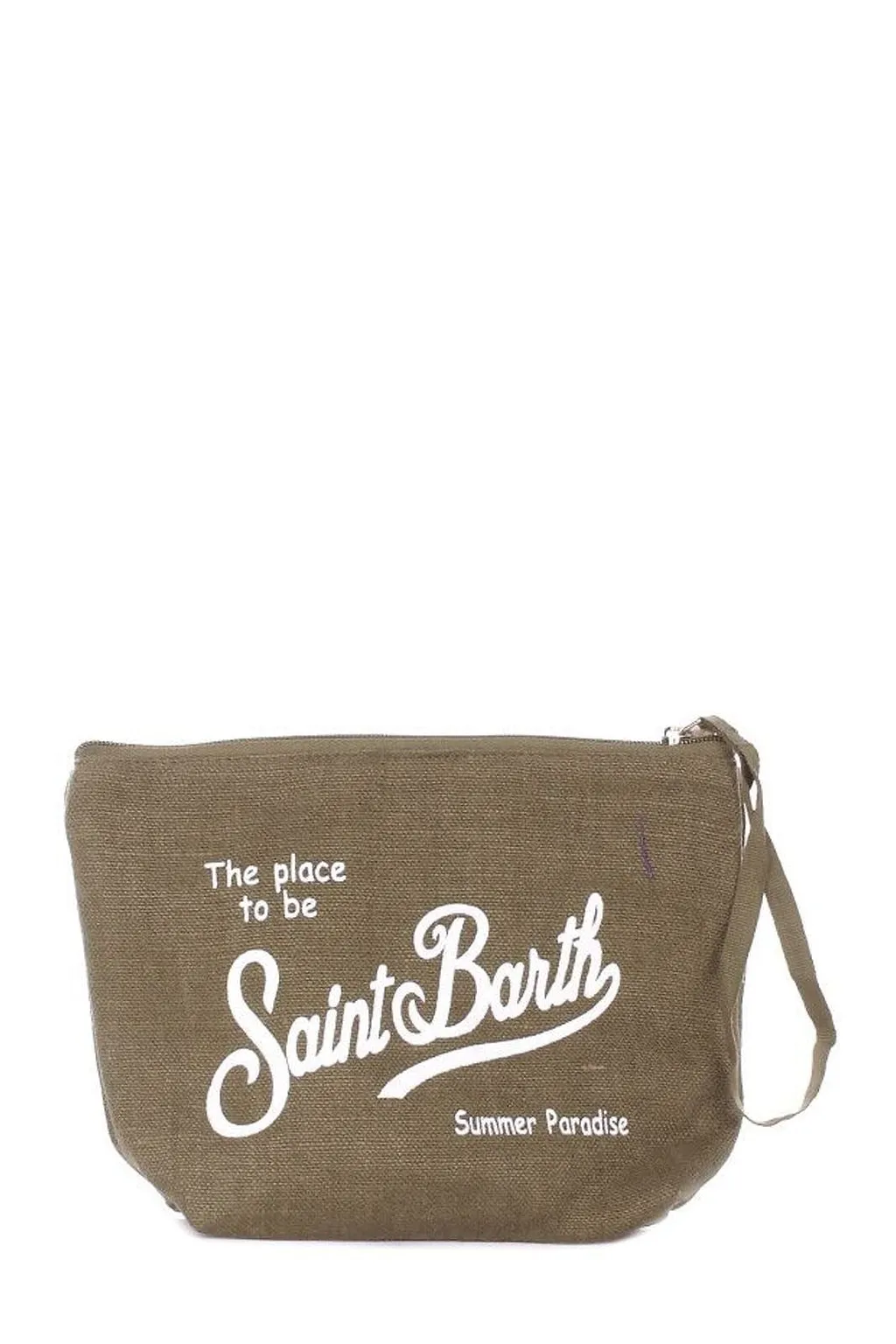 Logo-Printed Zipped Wristlet Bag