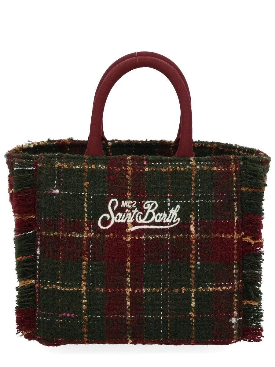 Mc2 Saint Barth Fringed Checked Tote Bag