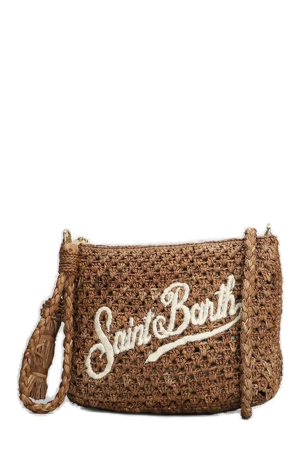 Logo Embroidered Tassel Wristlet Bag