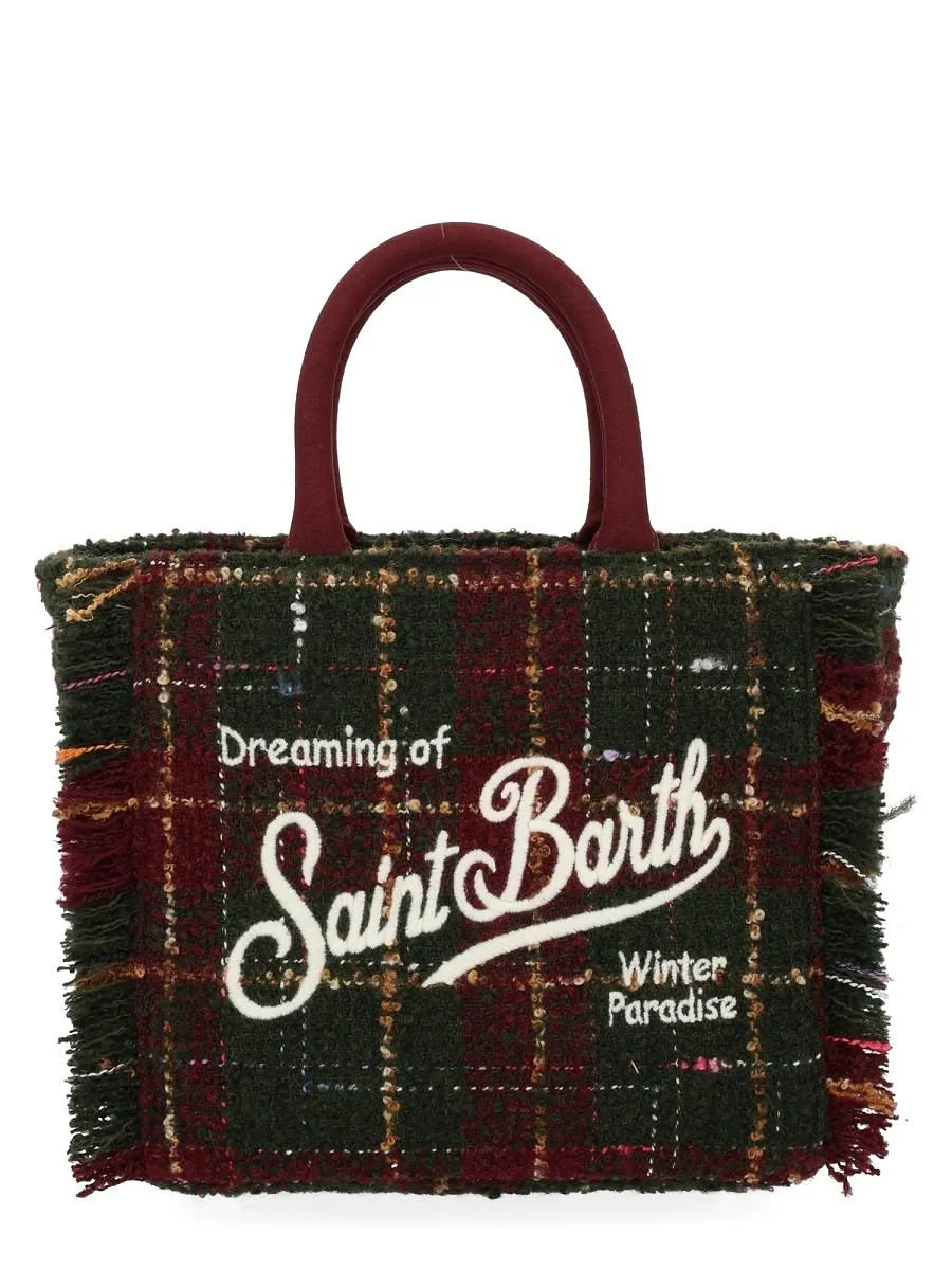 Mc2 Saint Barth Fringed Checked Tote Bag