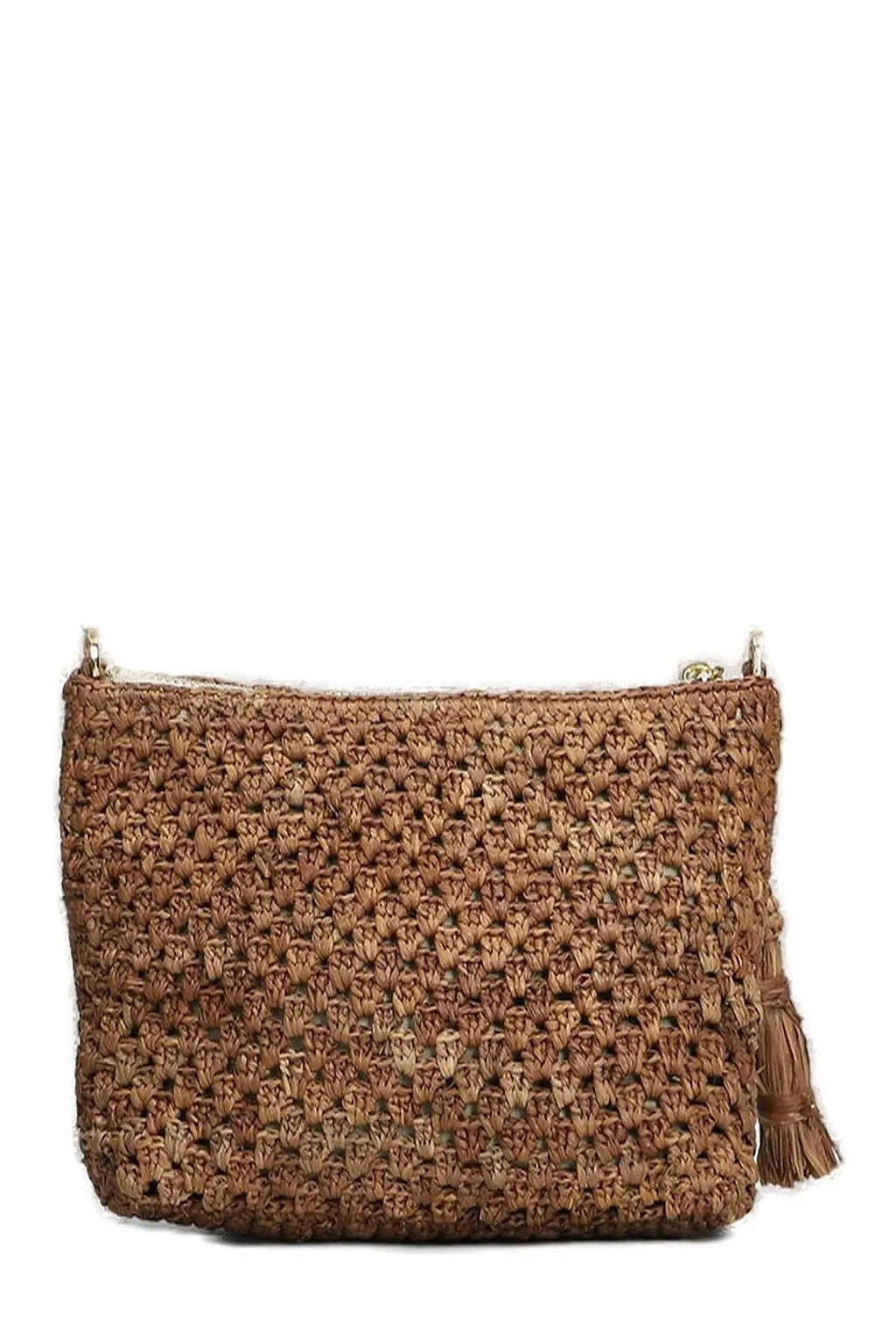 Logo Embroidered Tassel Wristlet Bag