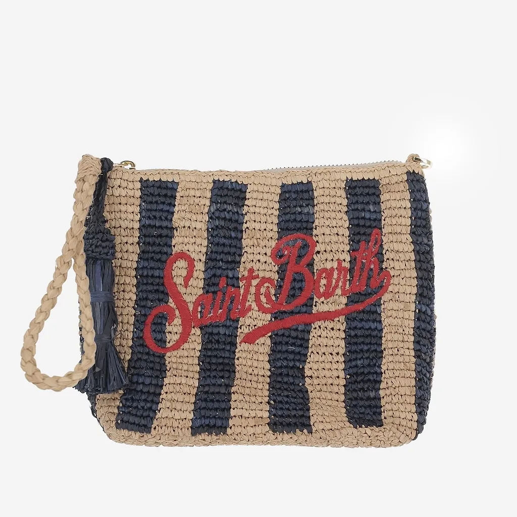 Mc2 Saint Barth Raffia Striped Wristlet Bag